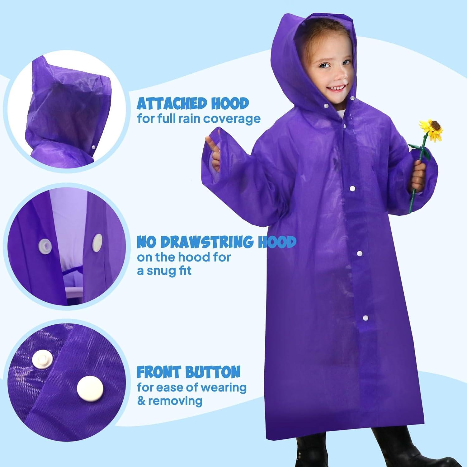Poncho de Lluvia para Niños ANYOO Impermeable Ligero 2 Piezas