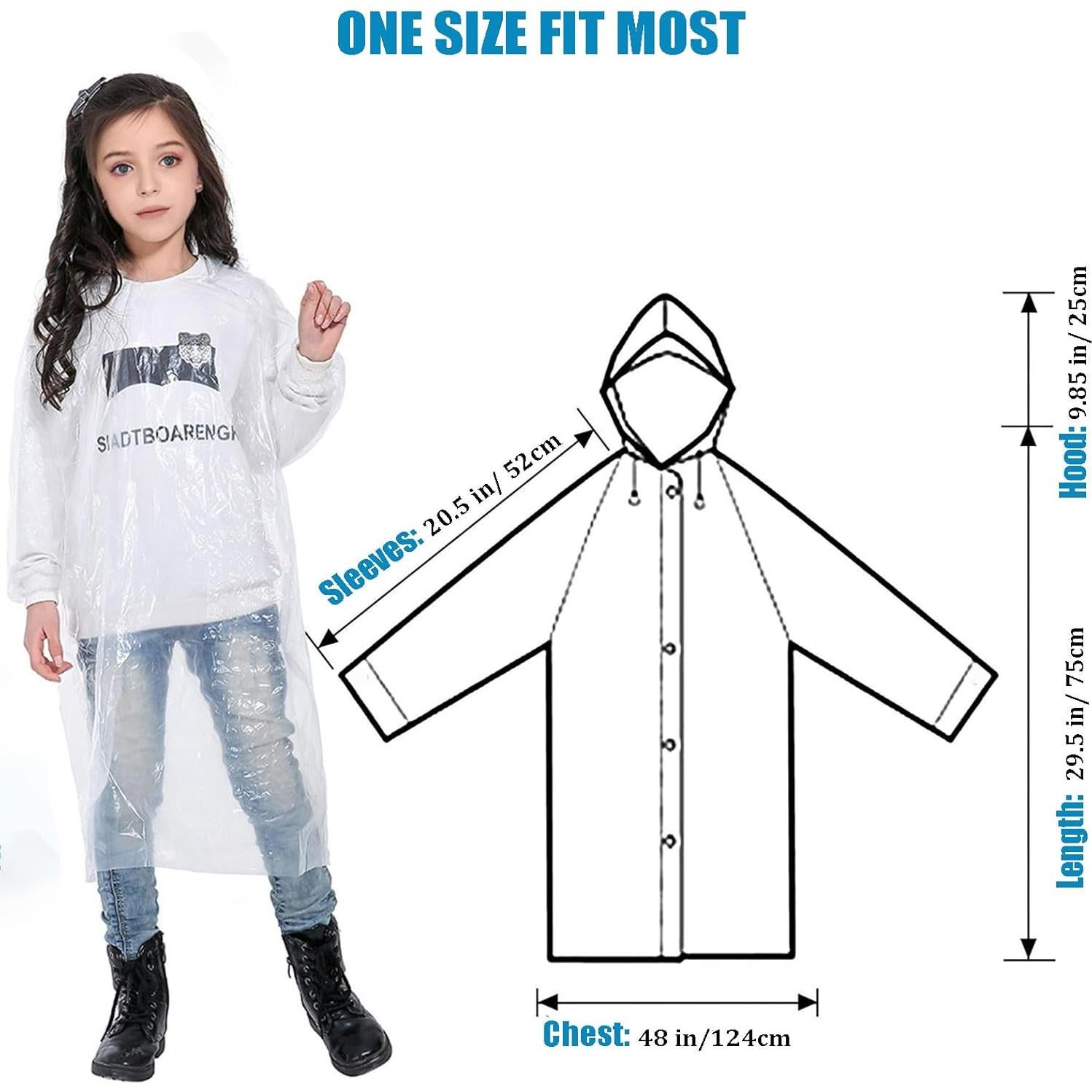 Ponchos de Lluvia Desechables HLKZONE para Niños - Paquete de 5