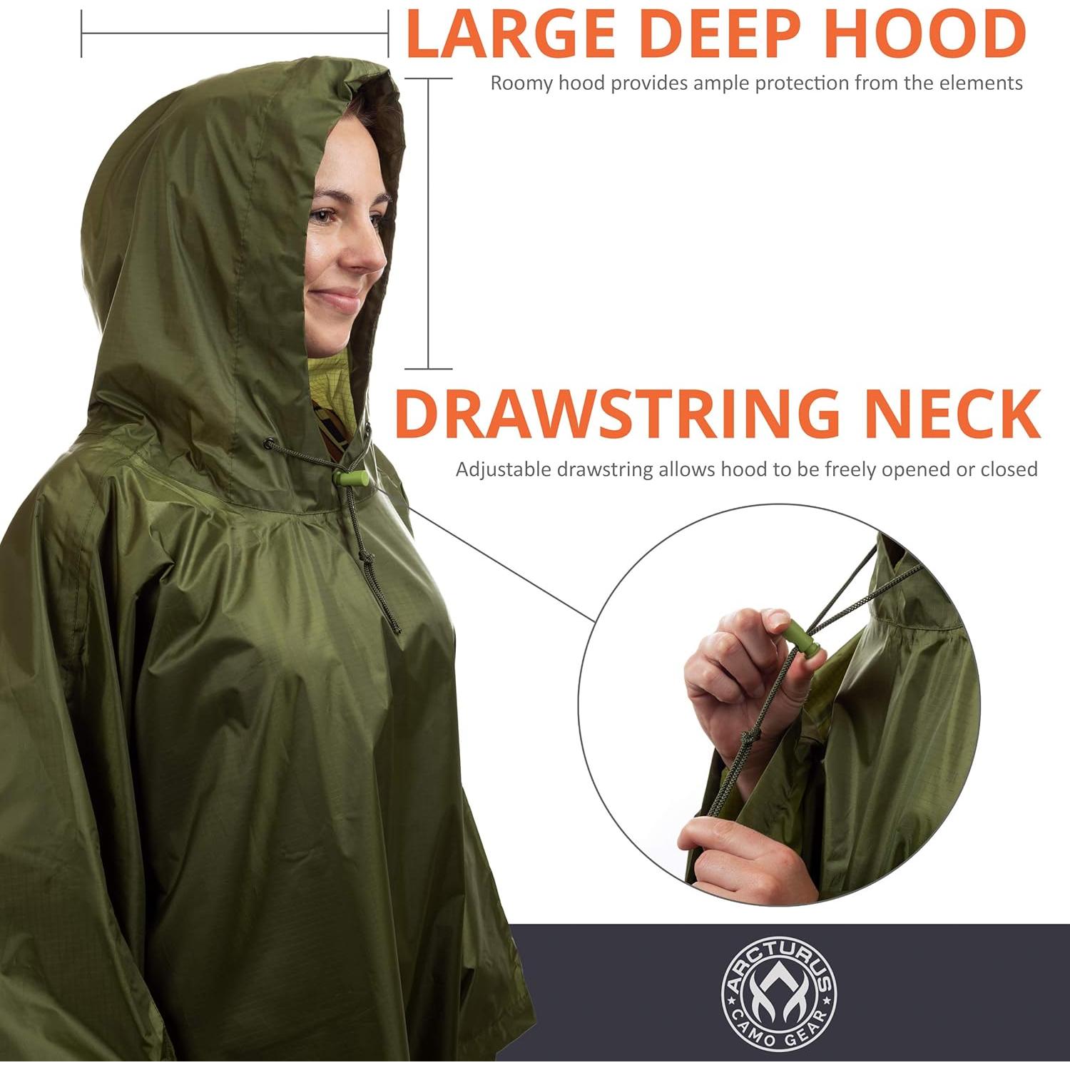 Poncho de Lluvia Arcturus Verde Oliva | Nylon Ripstop Impermeable