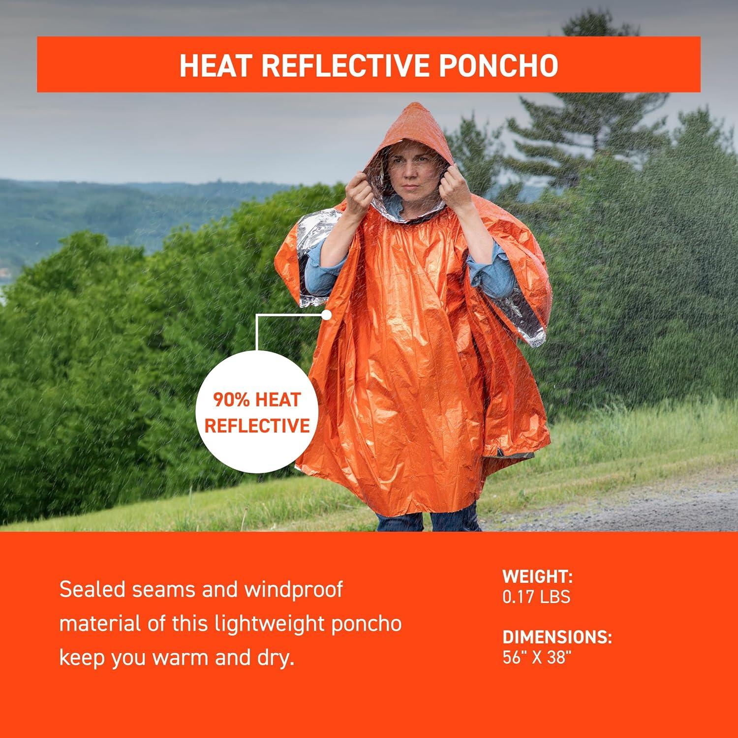 Poncho Impermeable Reflectante S.O.L. - 3 Unidades, Adulto Unisex