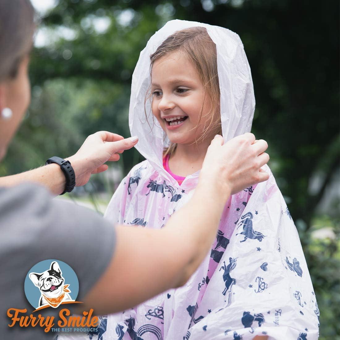 Ponchos de Lluvia Desechables Furry Smile - Paquete de 4 Niños