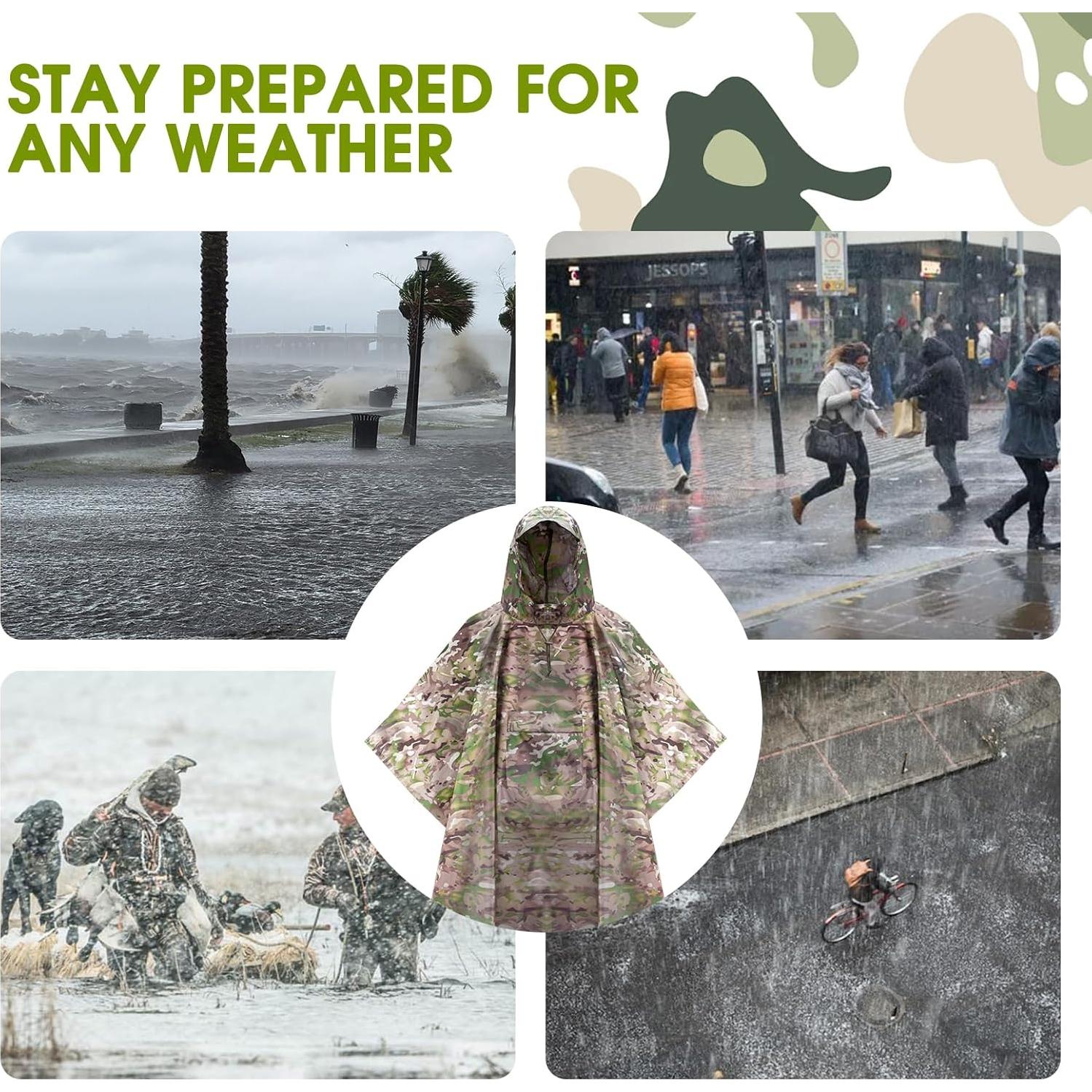 Poncho de Lluvia Camohute Multicam Impermeable Extra Grande