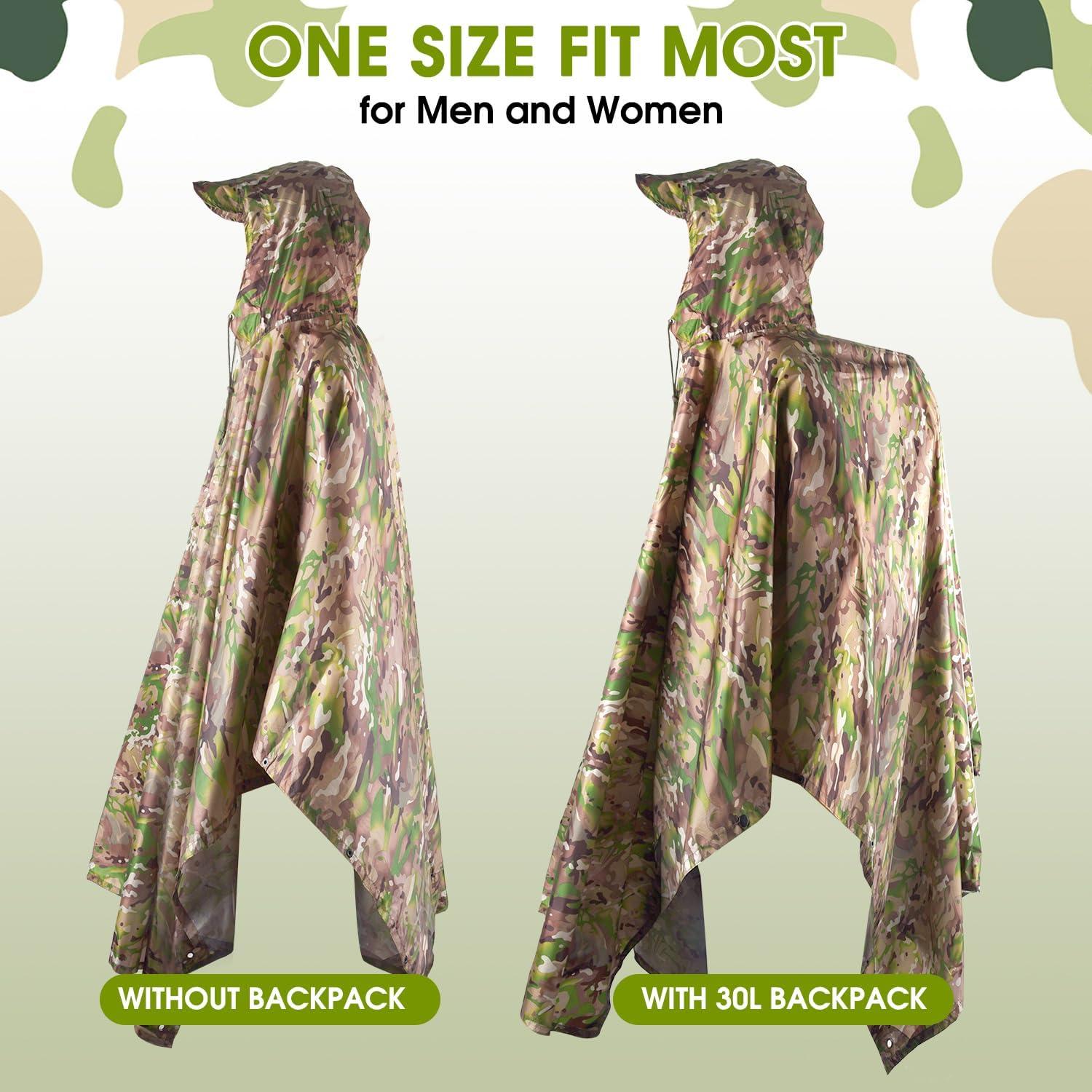 Poncho de Lluvia Camohute Multicam Impermeable Extra Grande