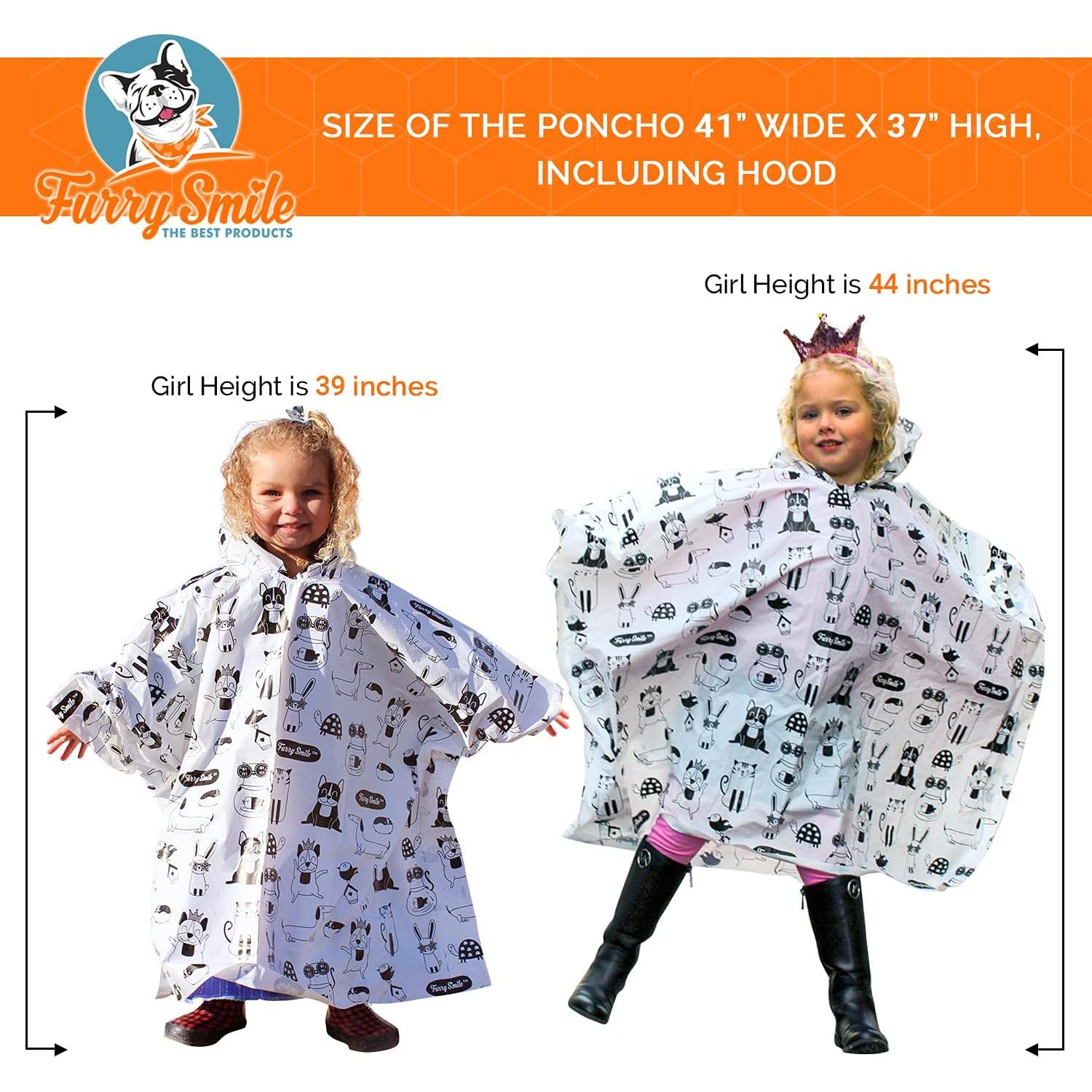 Poncho de Lluvia para Niños Furry Smile - Pack de 4 - Impermeables