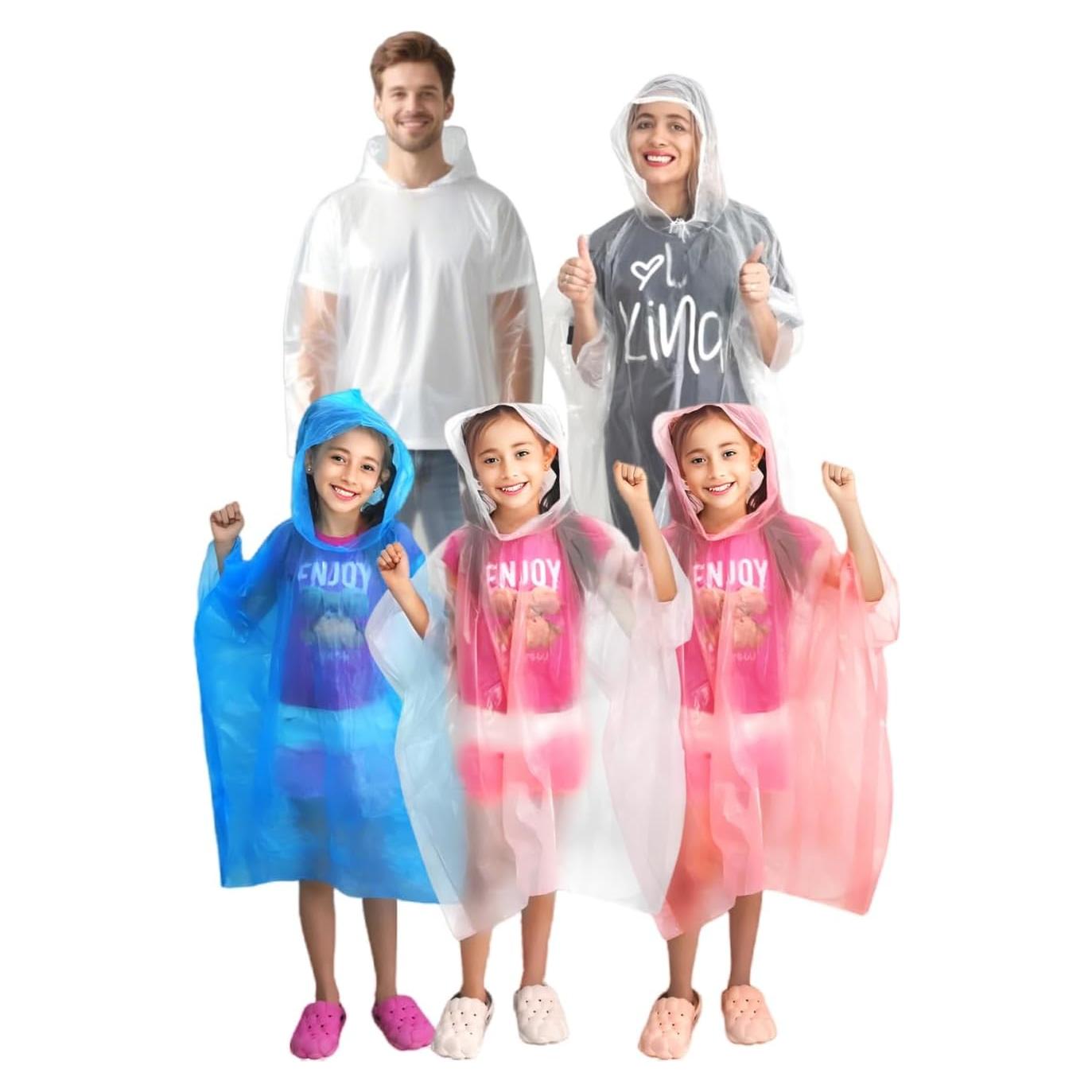 Ponchos Desechables Impermeables para Lluvia - Paquete Familiar 6 Unidades