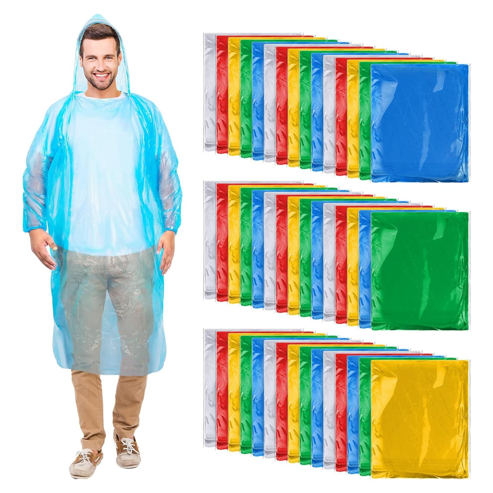 Ponchos de Lluvia Desechables Handepo 200 Pcs Adultos Capucha