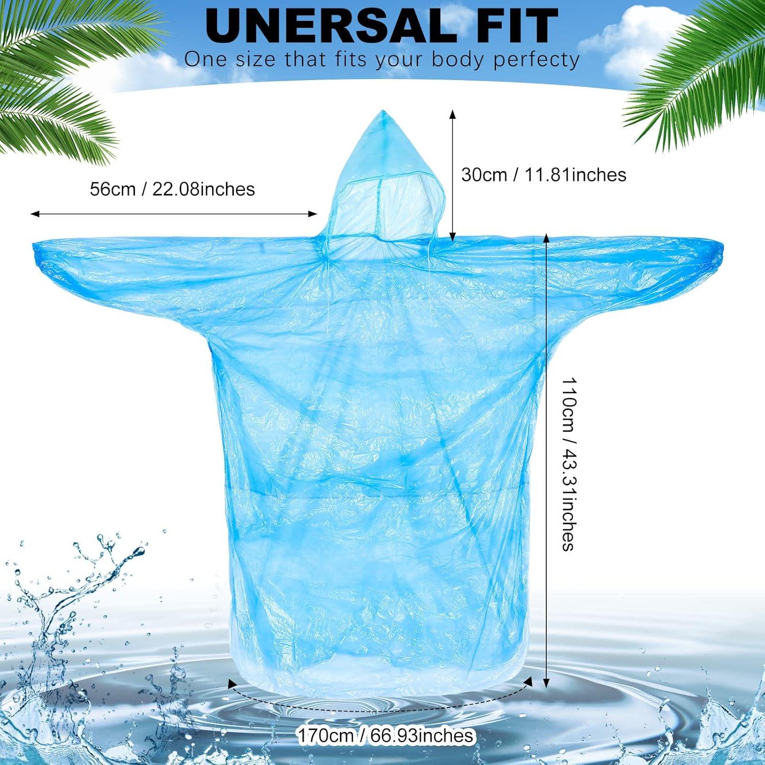 Ponchos de Lluvia Desechables Handepo 200 Pcs Adultos Capucha