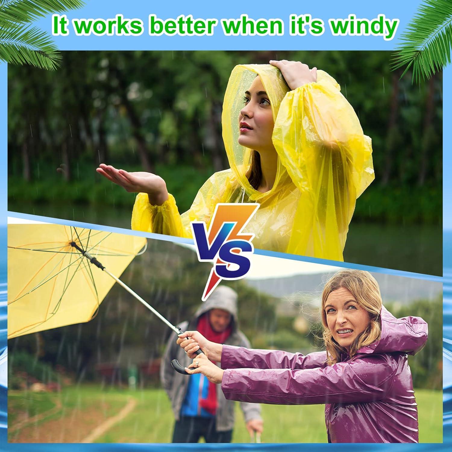 Ponchos de Lluvia Desechables Handepo 200 Pcs Adultos Capucha