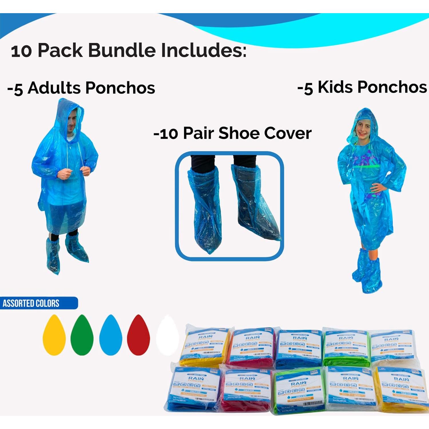 Ponchos de Lluvia Budgetizer Familiares Extra Gruesos - 10 Piezas