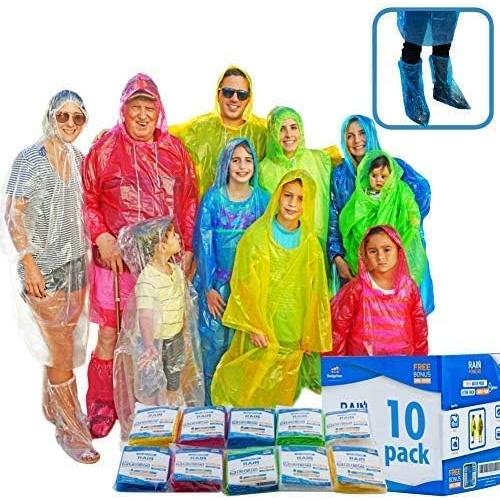 Ponchos de Lluvia Budgetizer Familiares Extra Gruesos - 10 Piezas