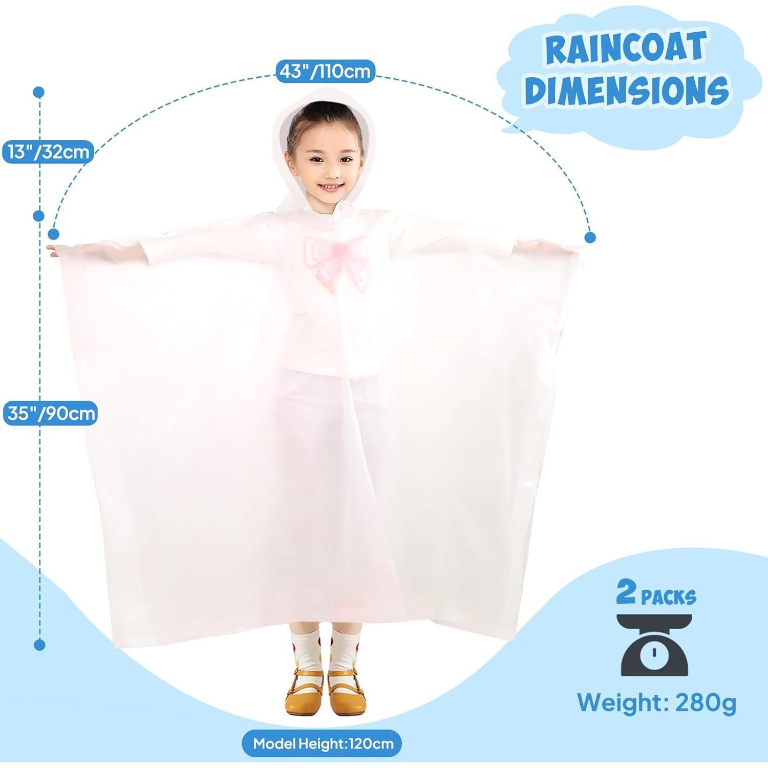 Ponchos de Lluvia Impermeables ANYOO para Niños 2 Paquete