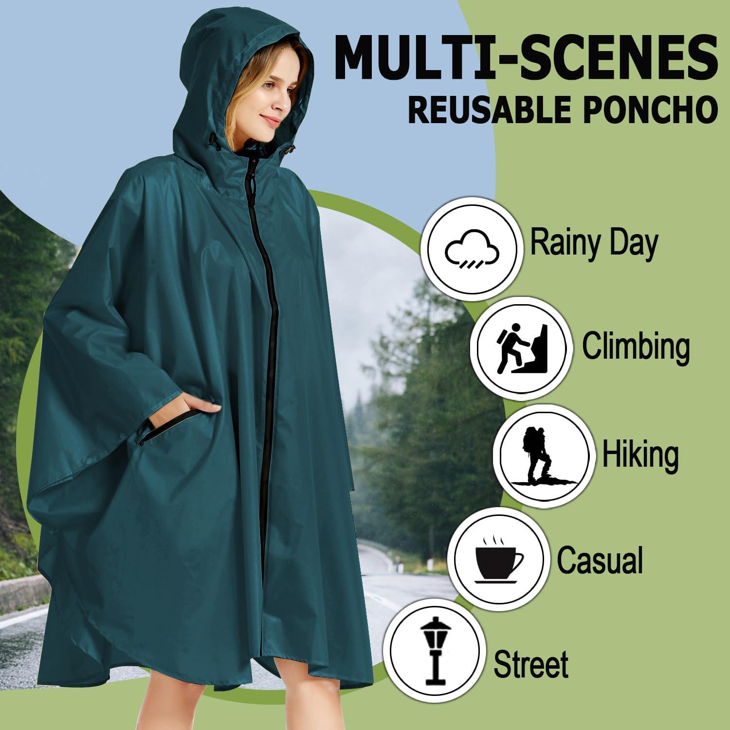 Poncho de Lluvia Impermeable POWINSUN Talla Única Azul Profundo