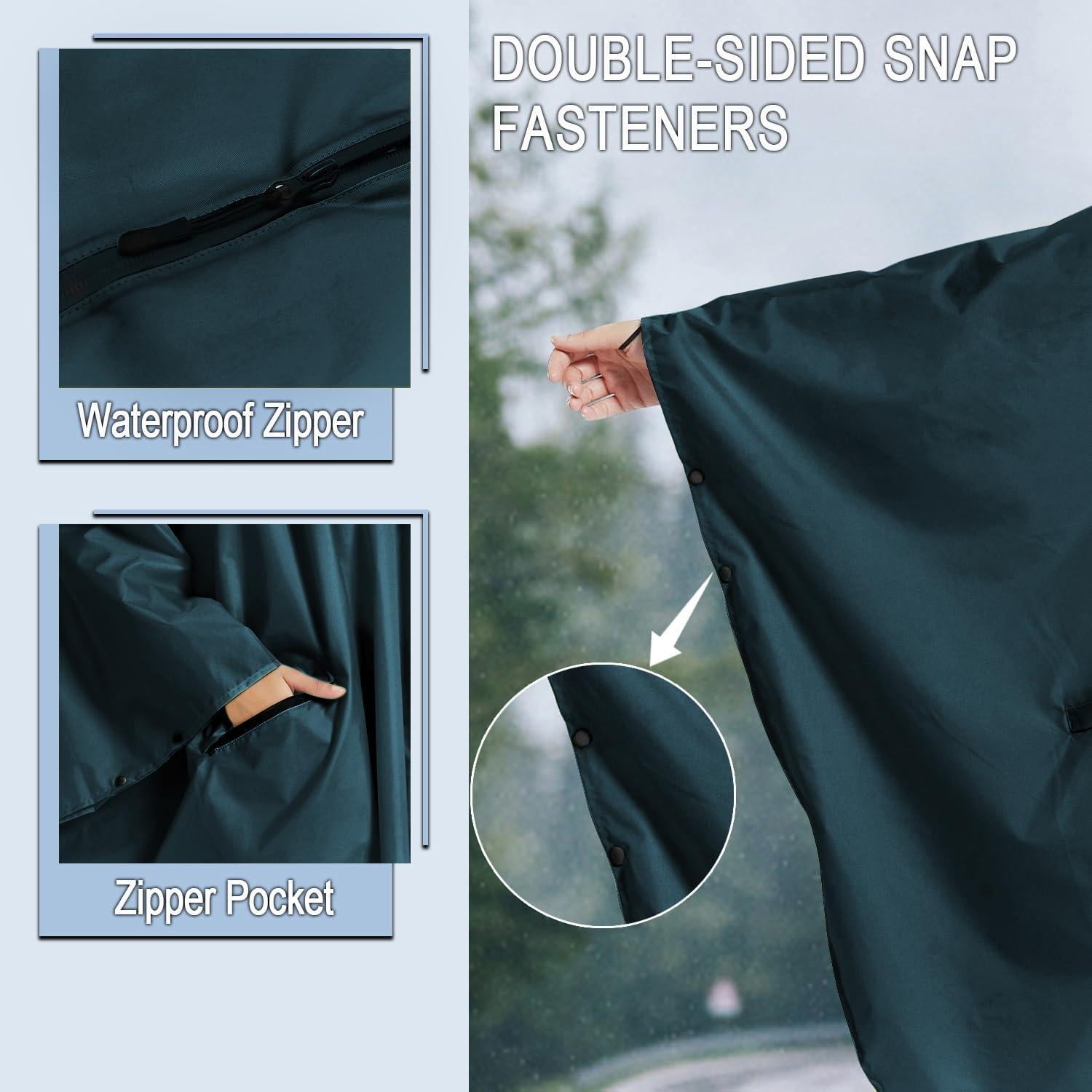 Poncho de Lluvia Impermeable POWINSUN Talla Única Azul Profundo