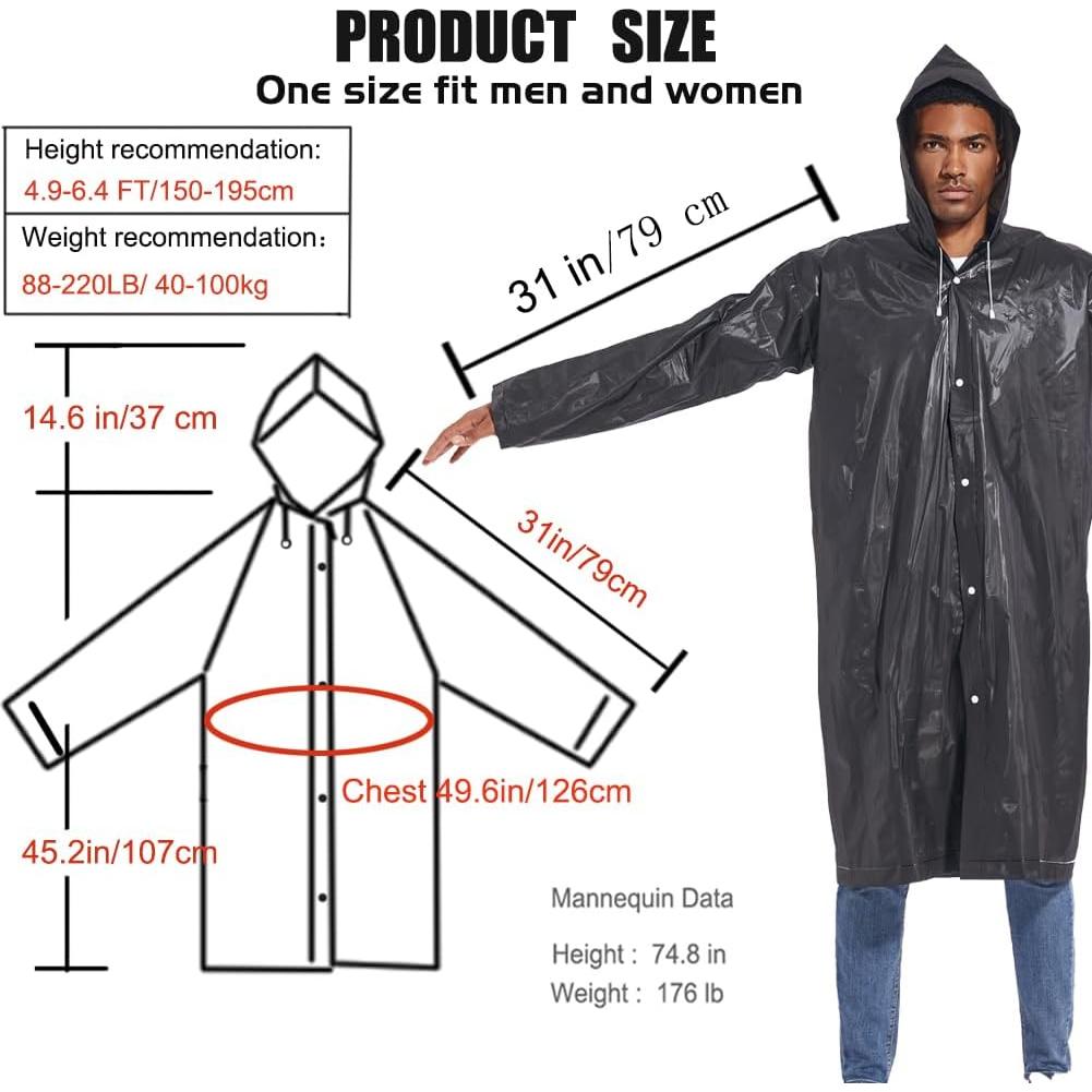 Ponchos de Lluvia ANLOKE 2 Pack Impermeables Reutilizables