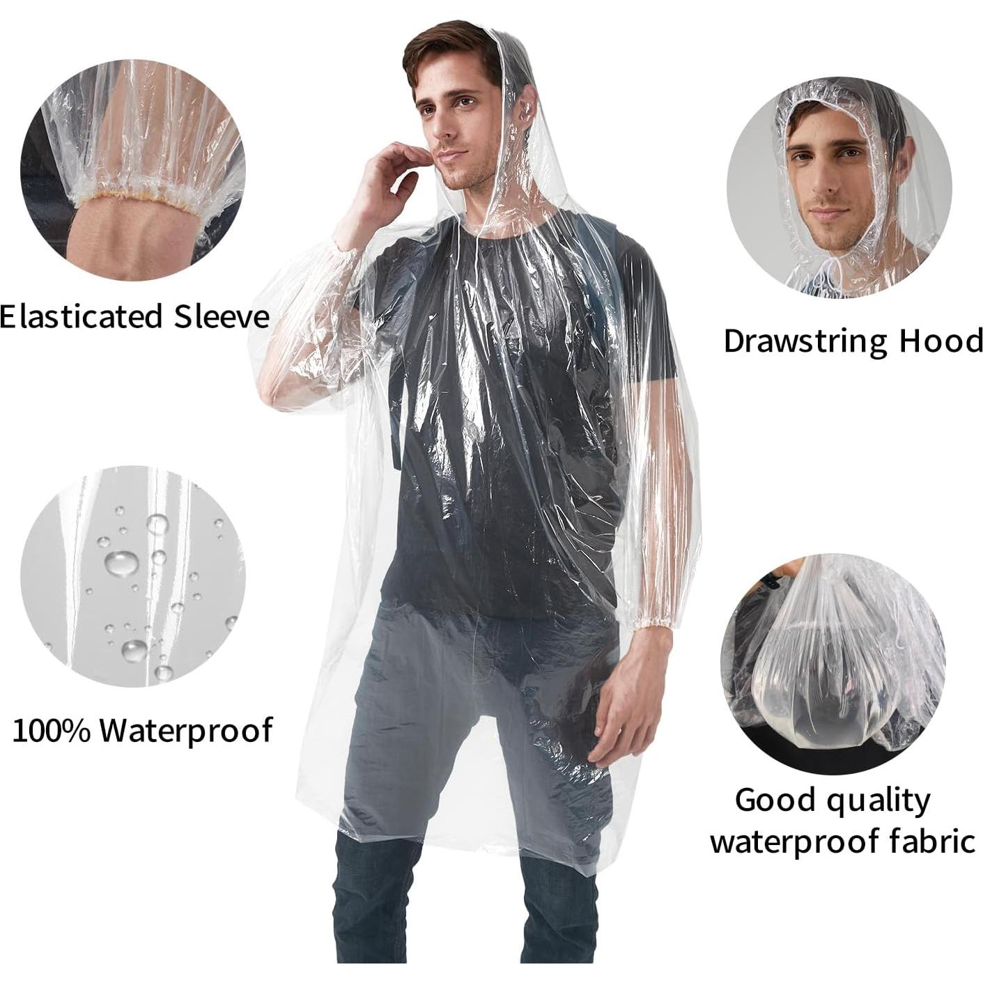 Ponchos desechables rojos CARDPONCHO para adultos - Pack de 5