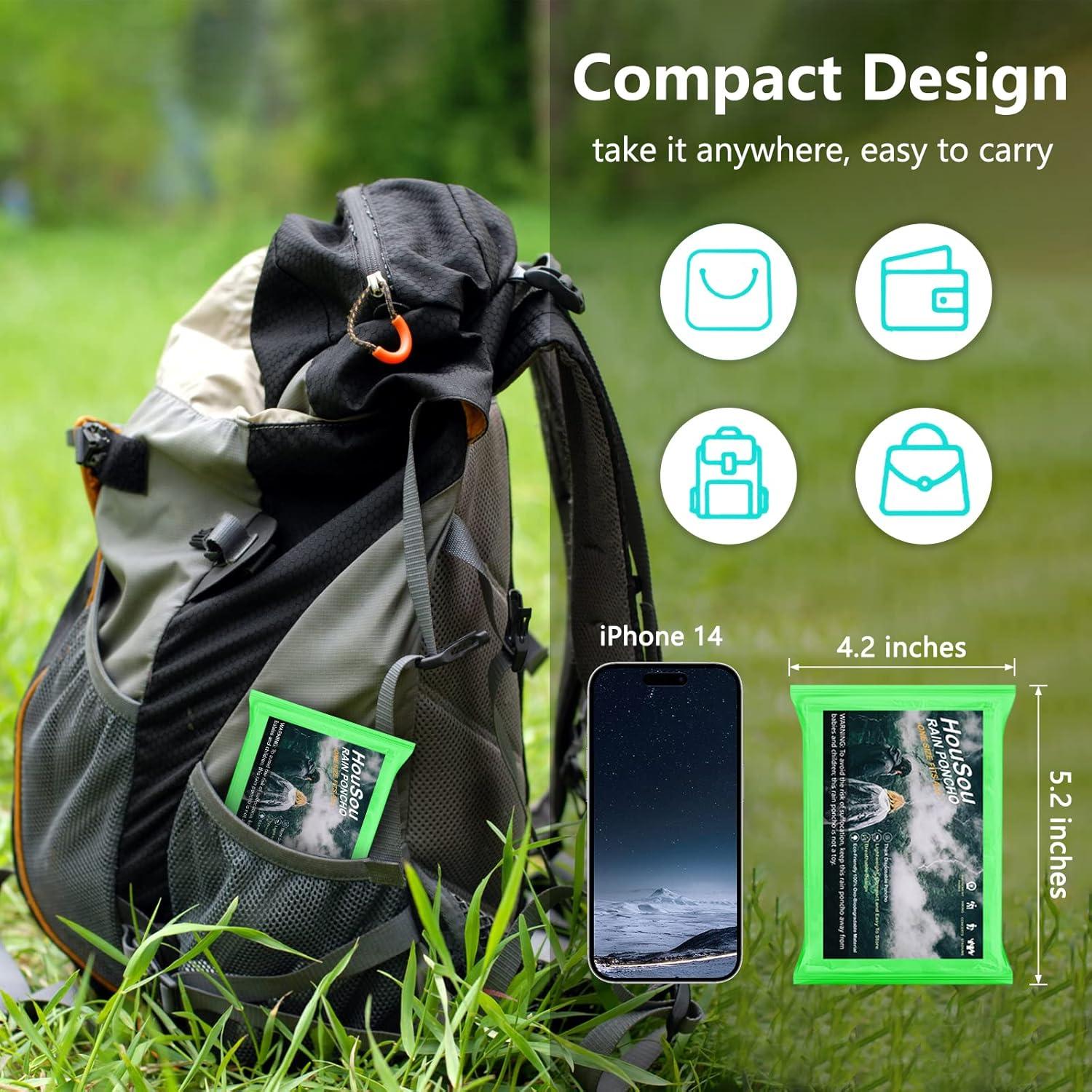 Ponchos de Lluvia Desechables HouSou - 20 Unidades Rojas