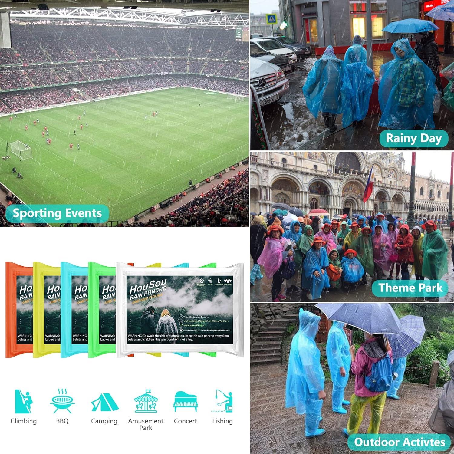 Ponchos de Lluvia Desechables HouSou - 20 Unidades Rojas