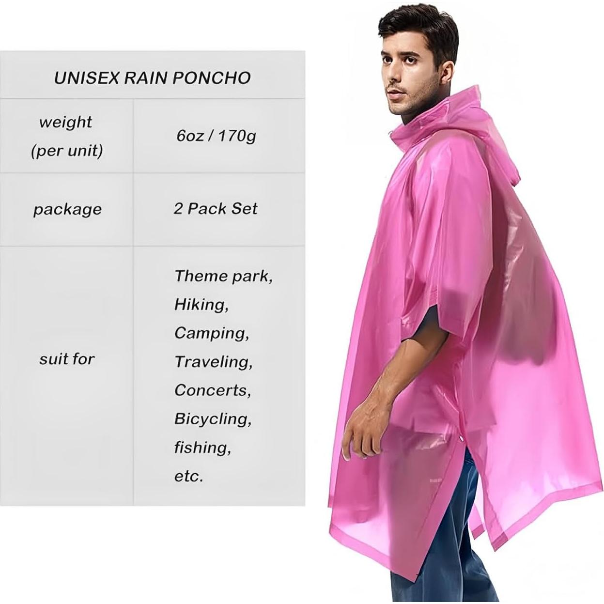 Ponchos de Lluvia Reutilizables GUKOY 2 Pcs Impermeables Unisex
