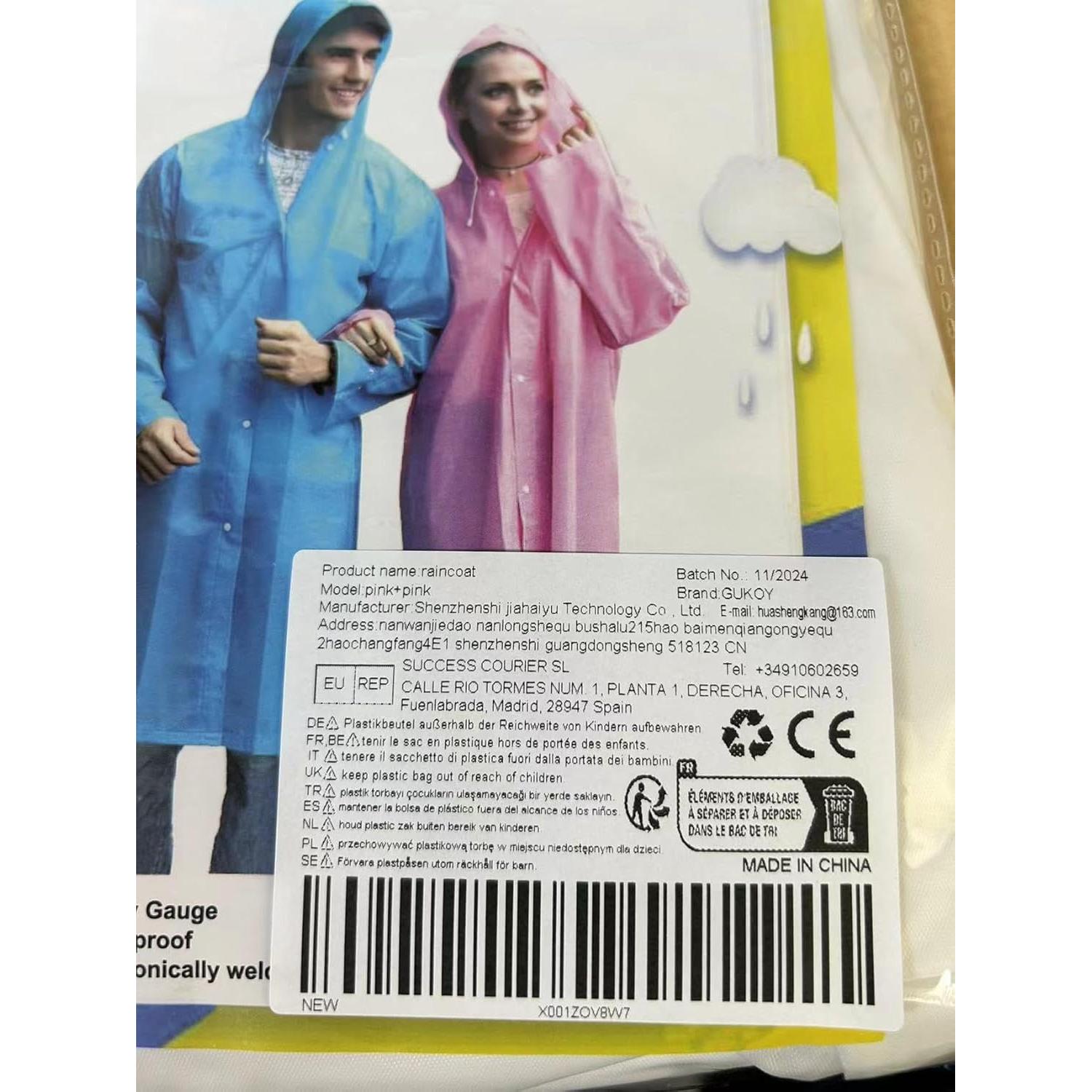Ponchos de Lluvia Reutilizables GUKOY 2 Pcs Impermeables Unisex