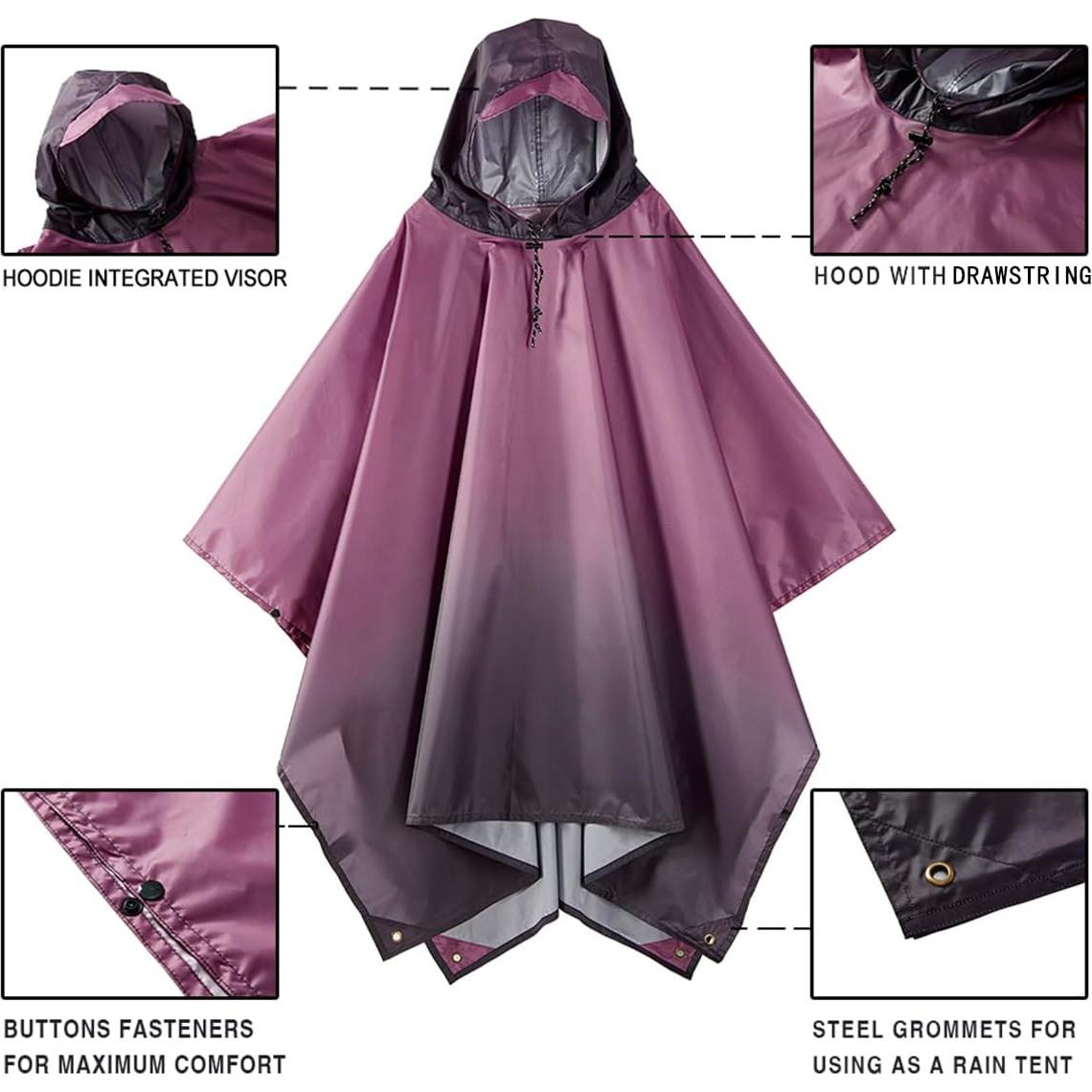 Impermeable Plegable Unisex Ultra-Ligero Morado Degradado