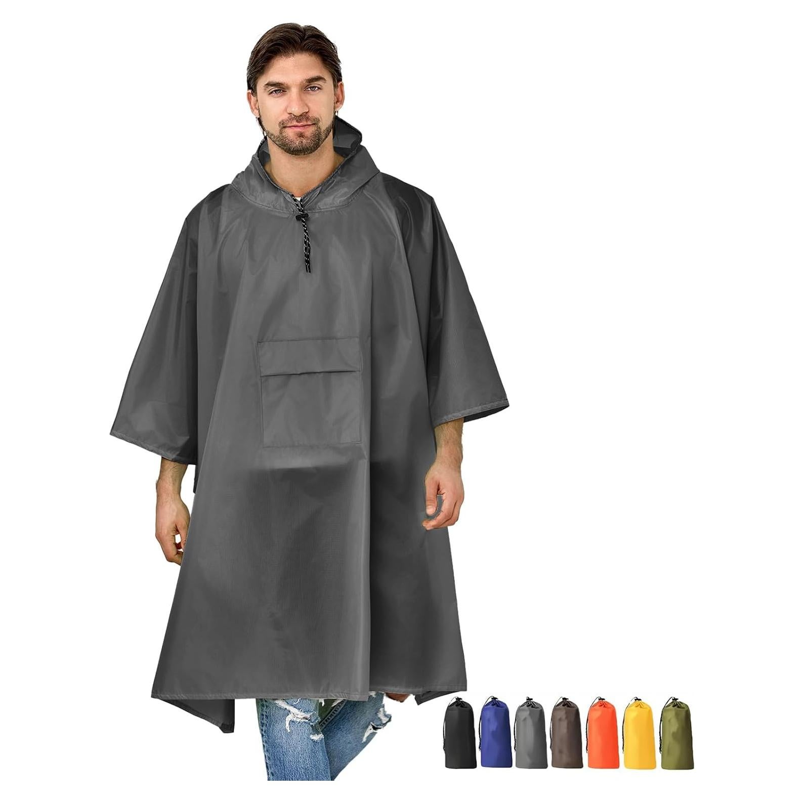 Poncho de lluvia 97YH unisex impermeable plegable gris