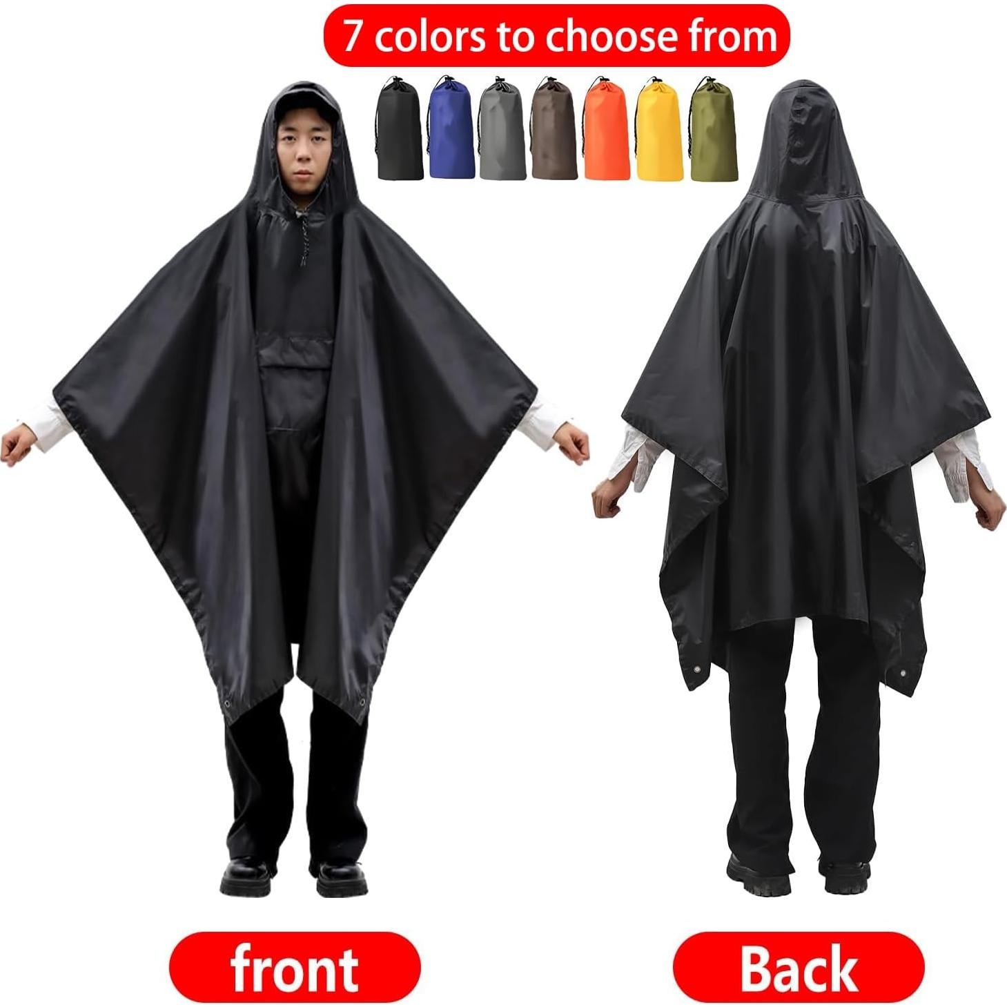 Poncho de lluvia 97YH unisex impermeable plegable gris