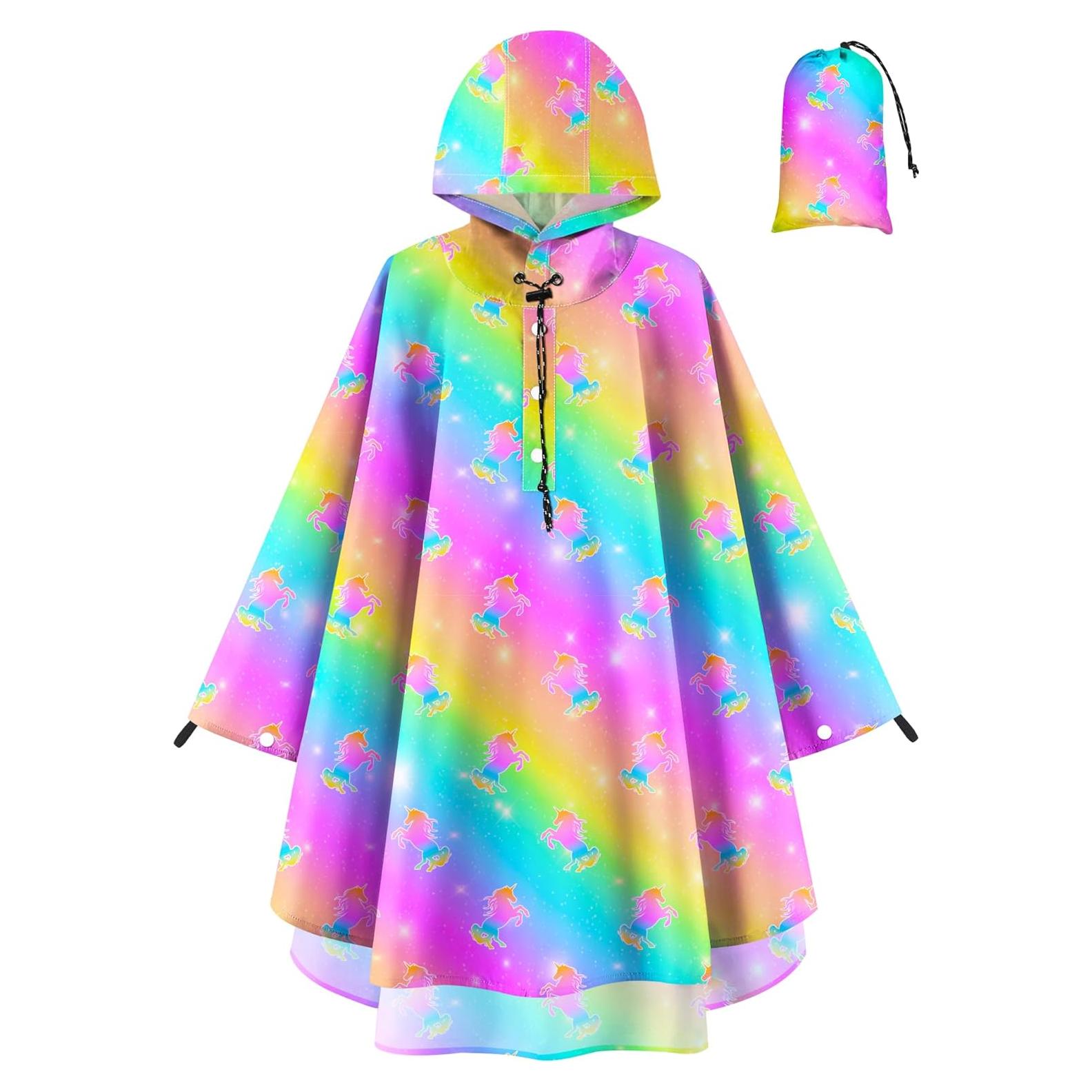 Poncho de Lluvia OlyPegic para Niñas 6-10 Años Impermeable