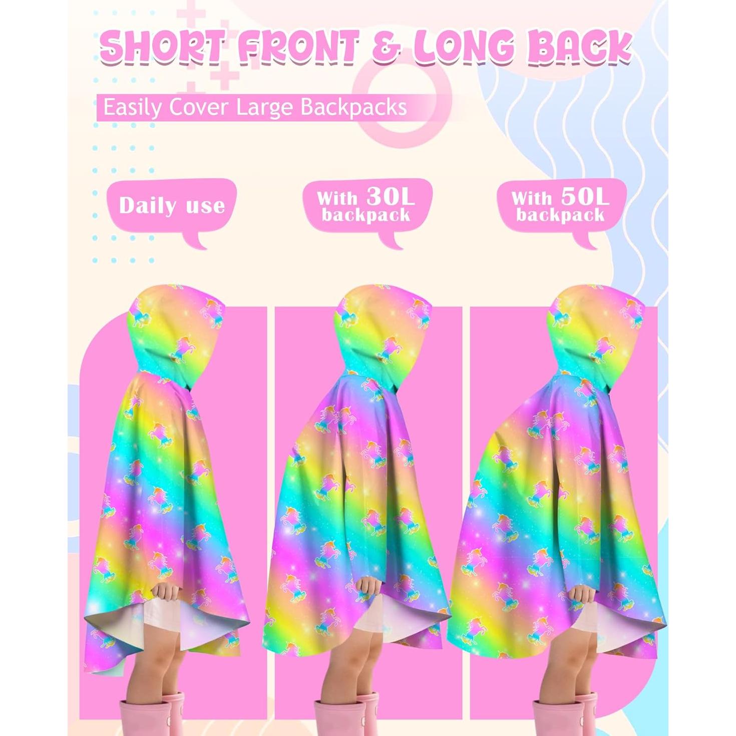 Poncho de Lluvia OlyPegic para Niñas 6-10 Años Impermeable