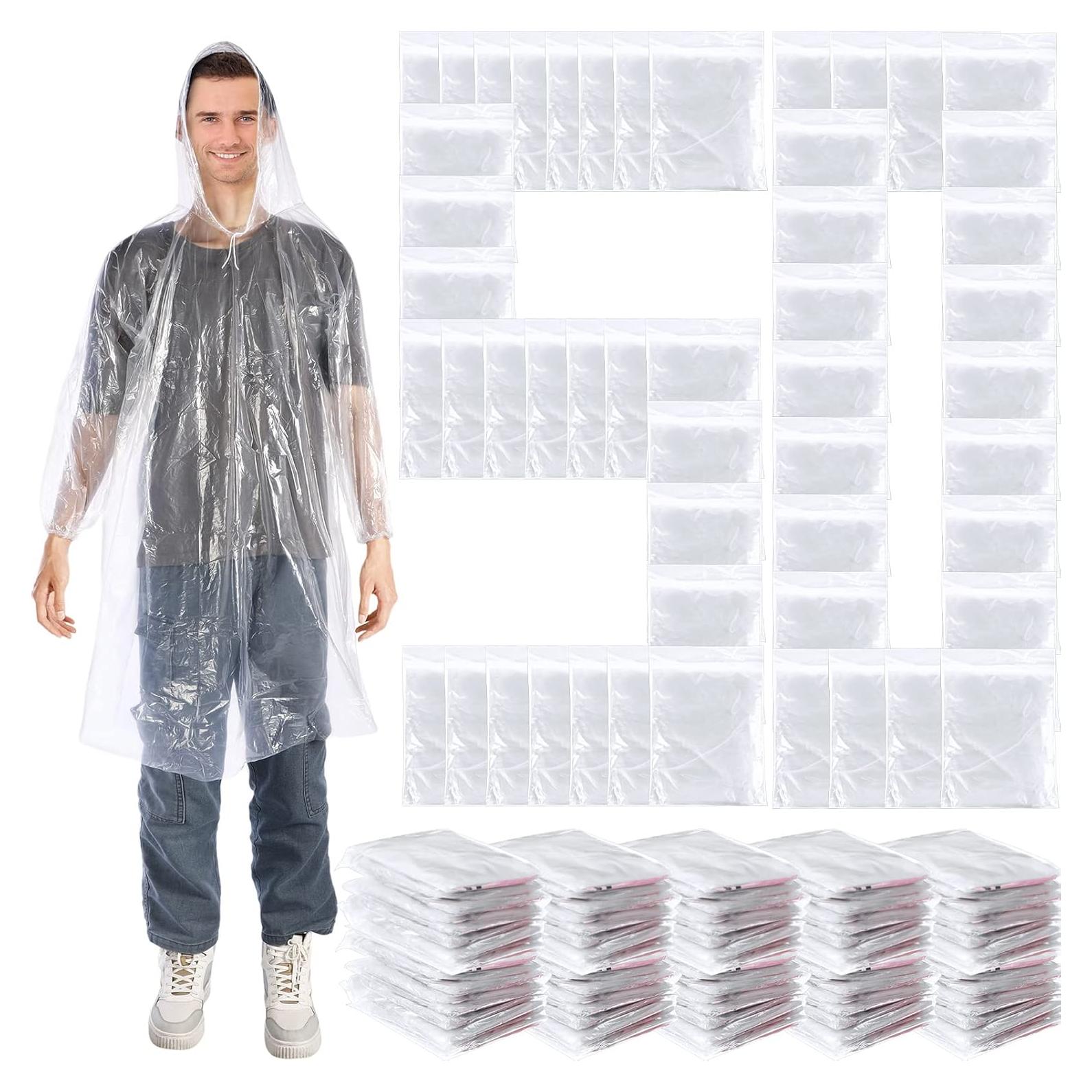 Berlune 50 Ponchos Desechables Impermeables Adultos 135 cm