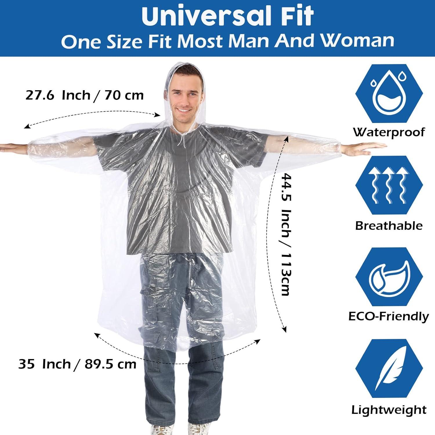 Berlune 50 Ponchos Desechables Impermeables Adultos 135 cm