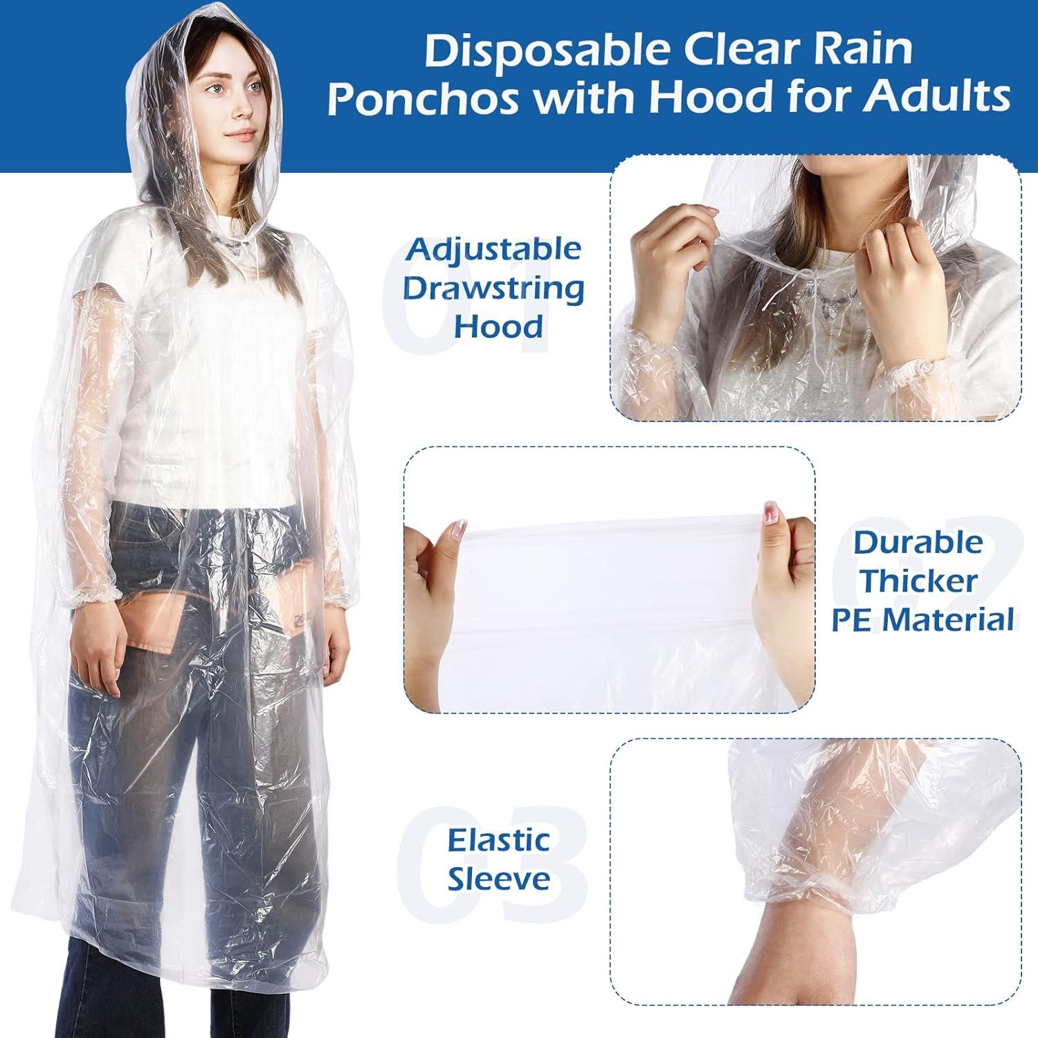Berlune 50 Ponchos Desechables Impermeables Adultos 135 cm