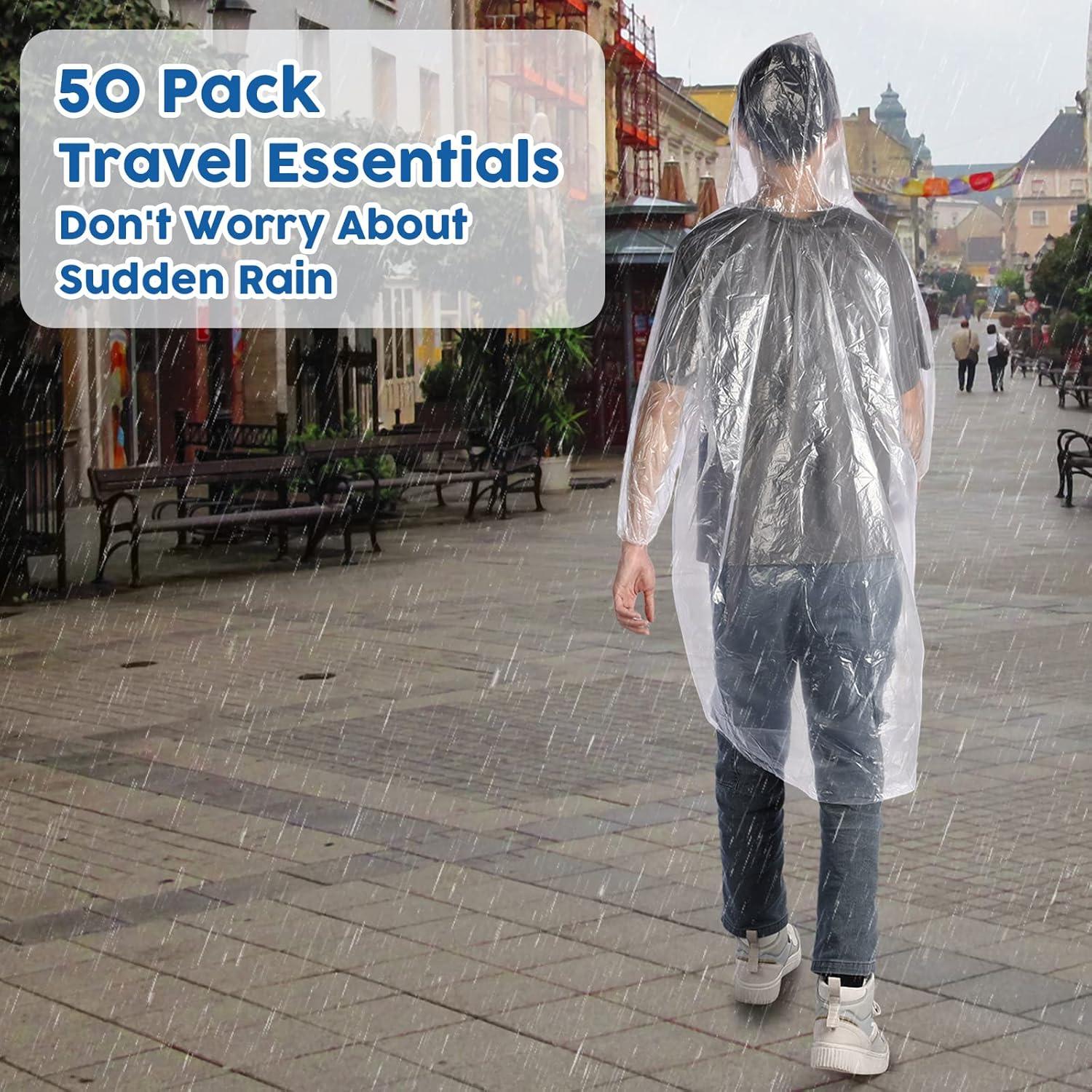 Berlune 50 Ponchos Desechables Impermeables Adultos 135 cm