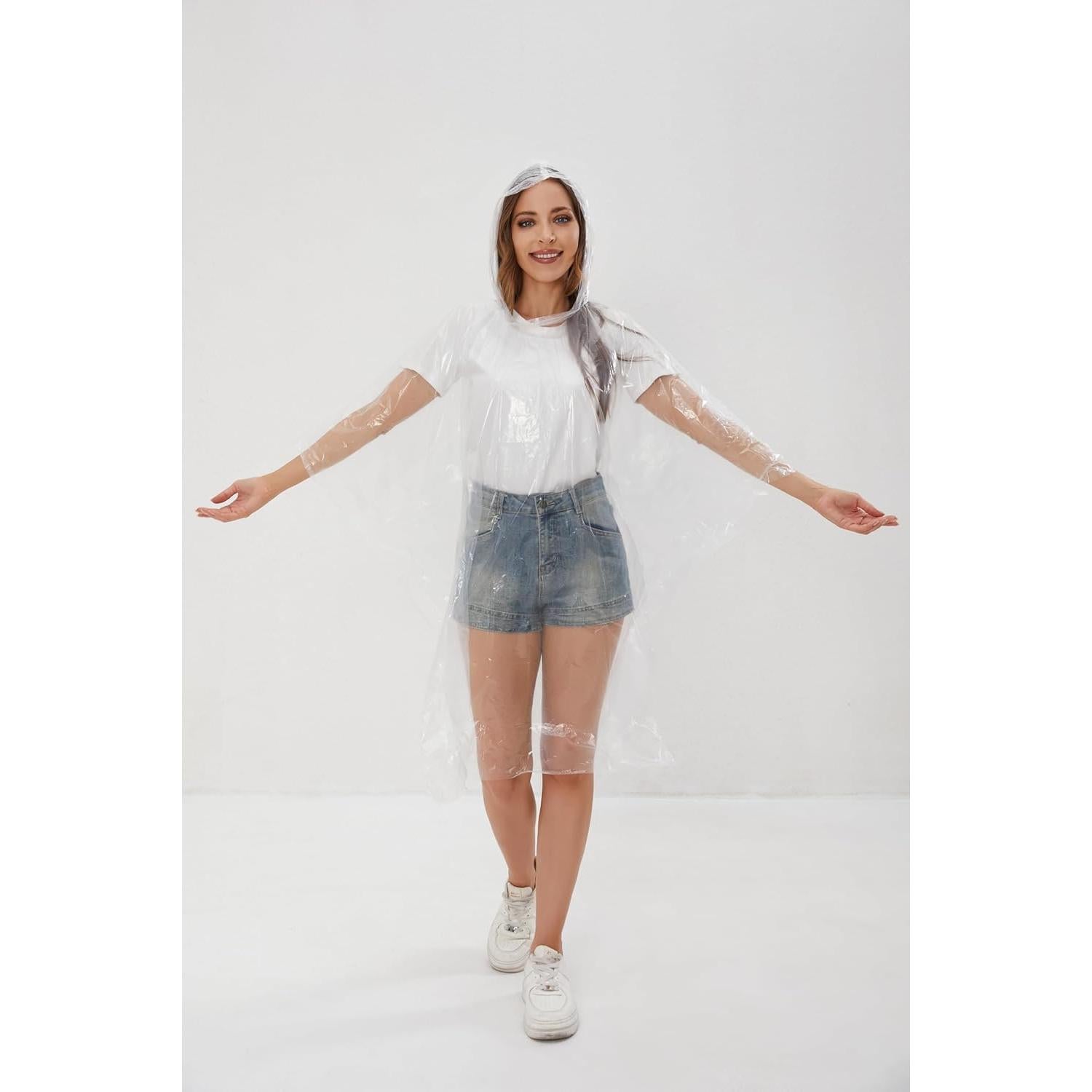 4 Ponchos de Lluvia Desechables Transparentes para Adultos