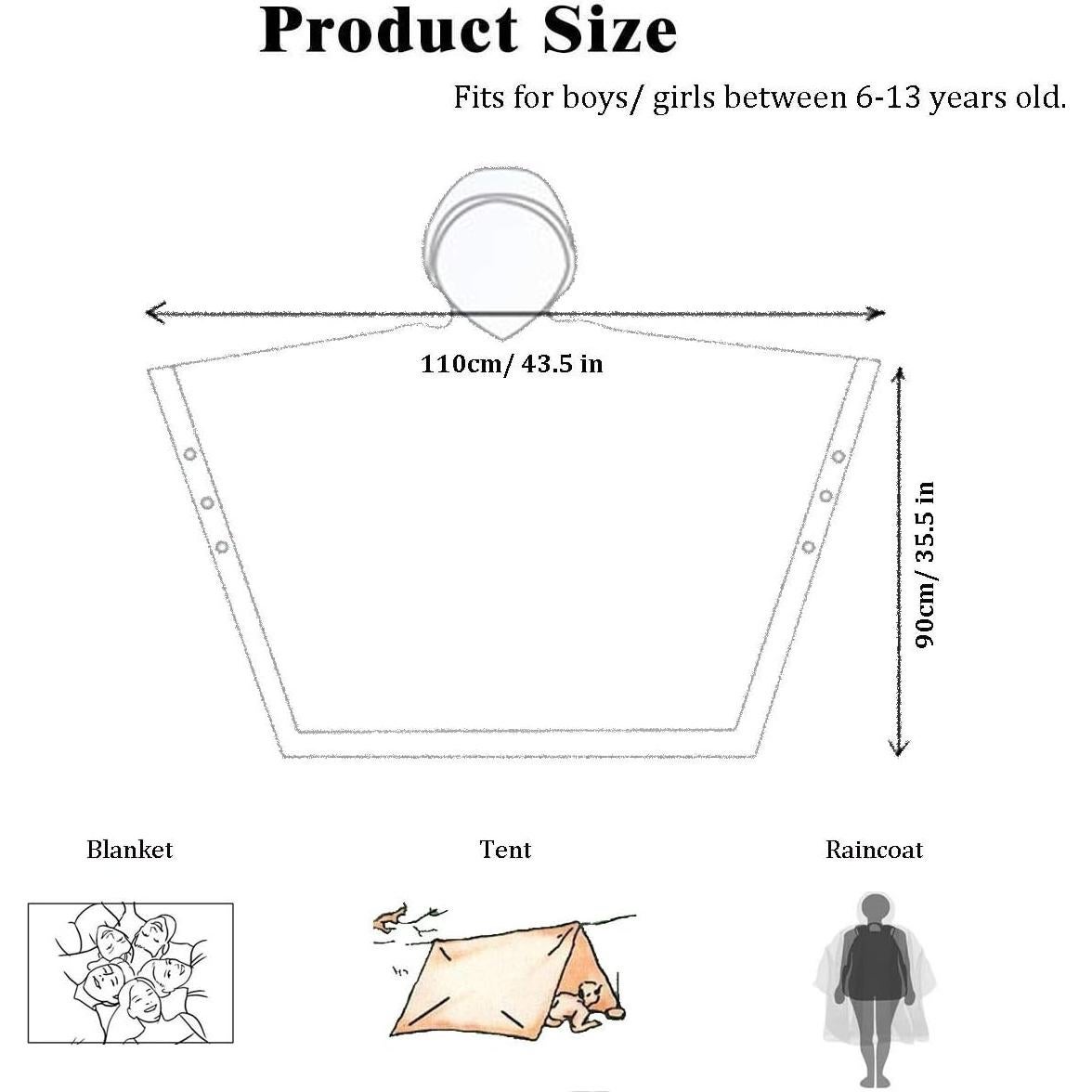 Poncho de Lluvia HLKZONE para Niños 6-13 Años - 2 Paquetes