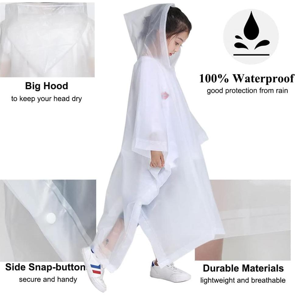 Poncho de Lluvia HLKZONE para Niños 6-13 Años - 2 Paquetes