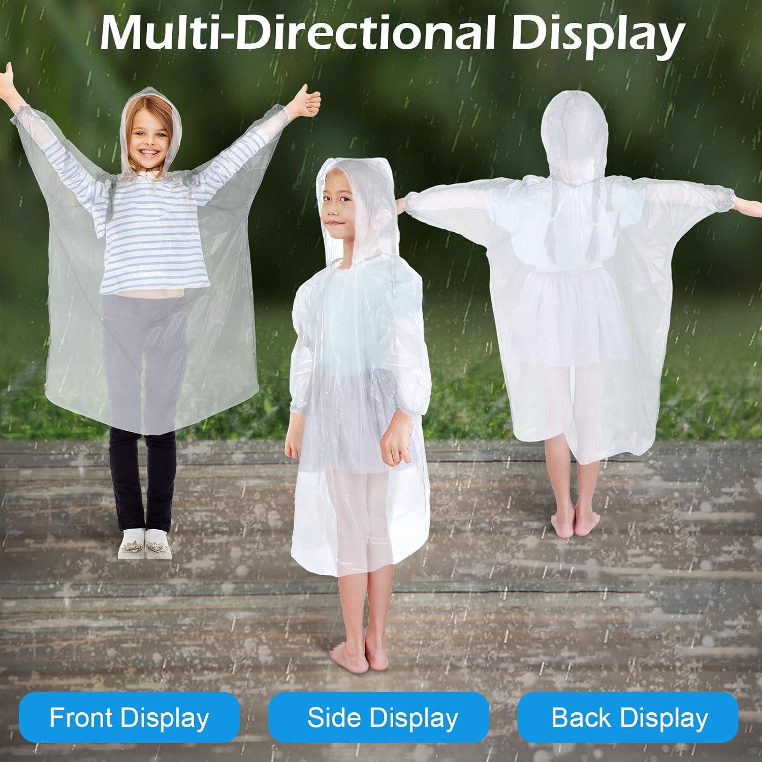 80 Ponchos de Lluvia Desechables Berlune para Niños Impermeables