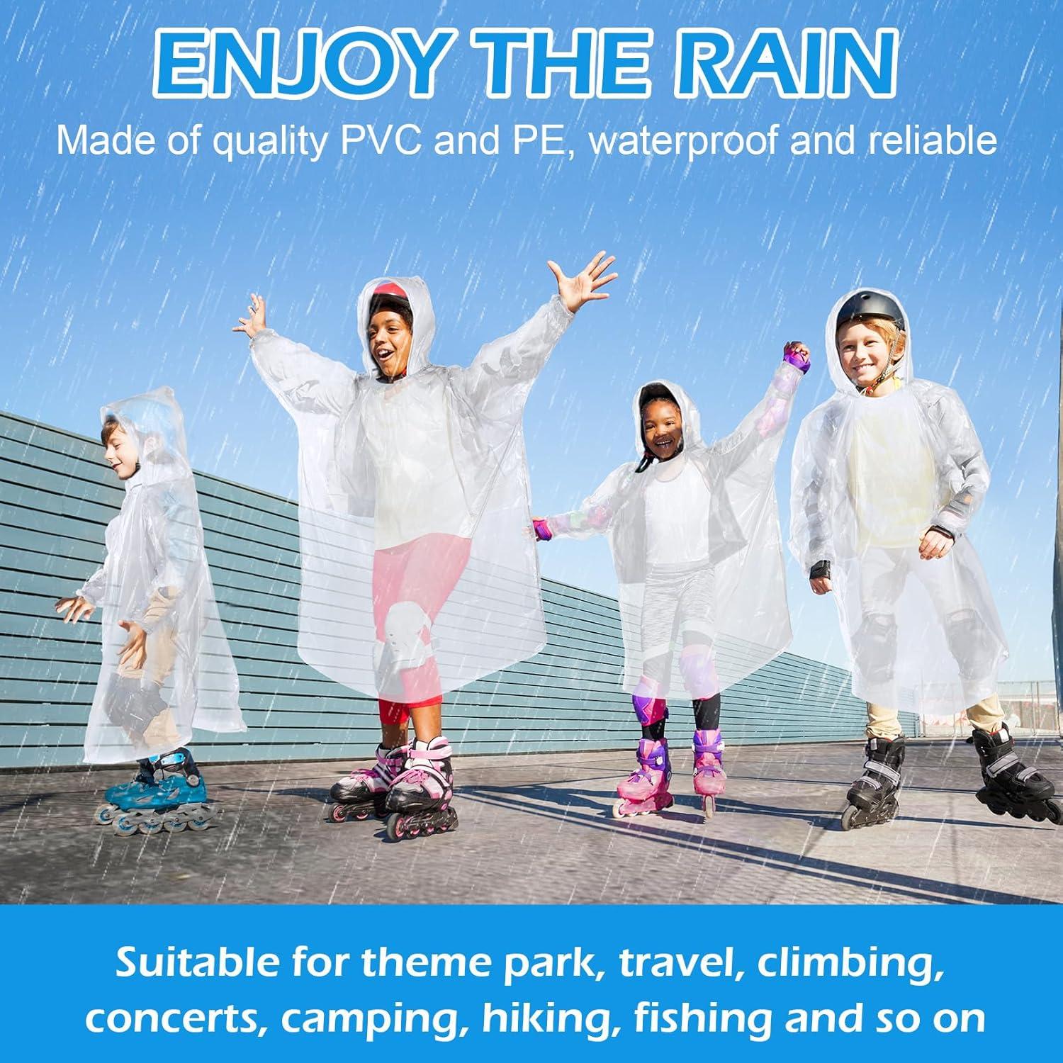 80 Ponchos de Lluvia Desechables Berlune para Niños Impermeables