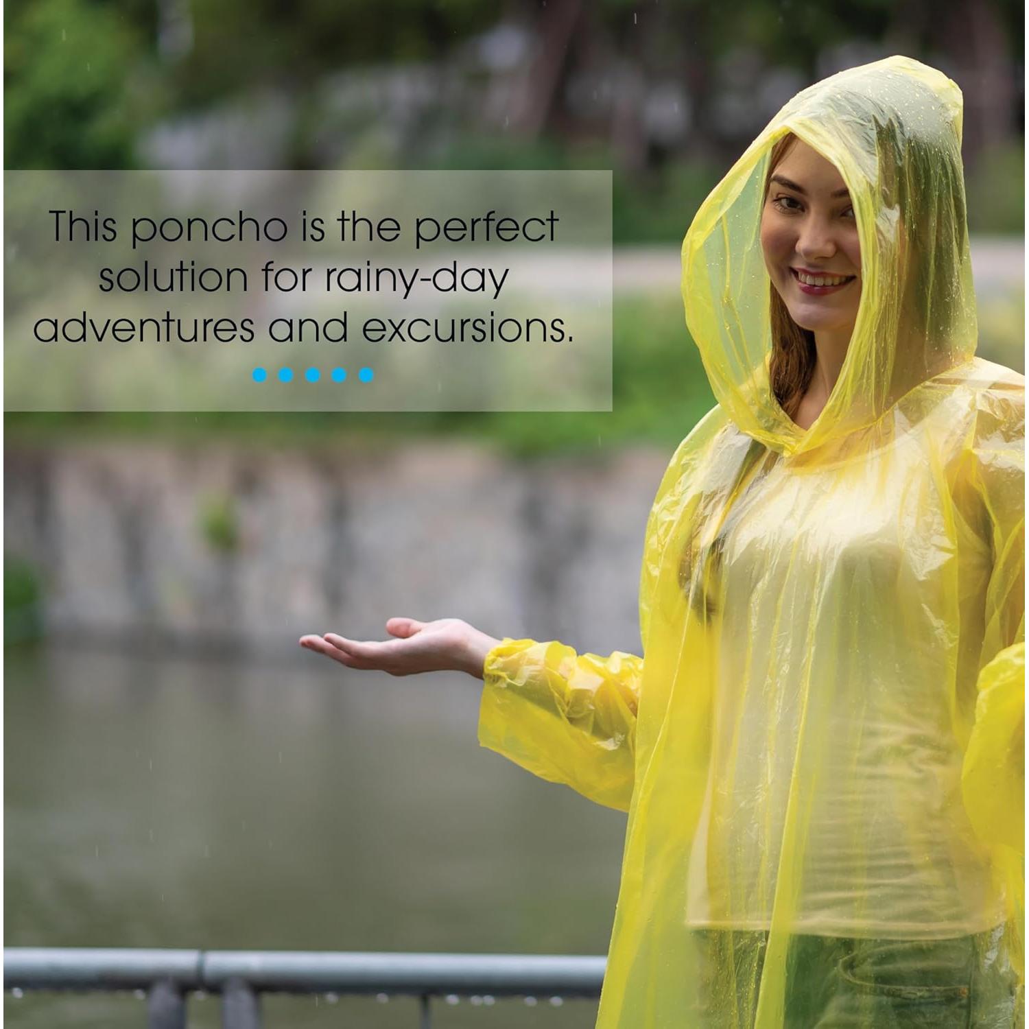 Ponchos Desechables Amarillos con Capucha - Paquete de 5
