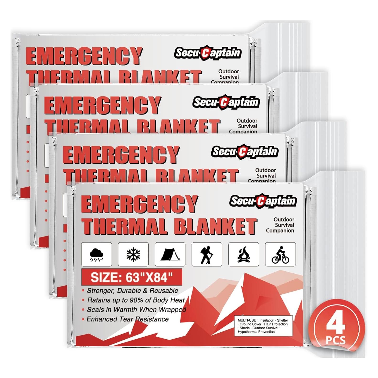 Mantas Térmicas de Emergencia SecuCaptain 4 Paquete 213x160 cm