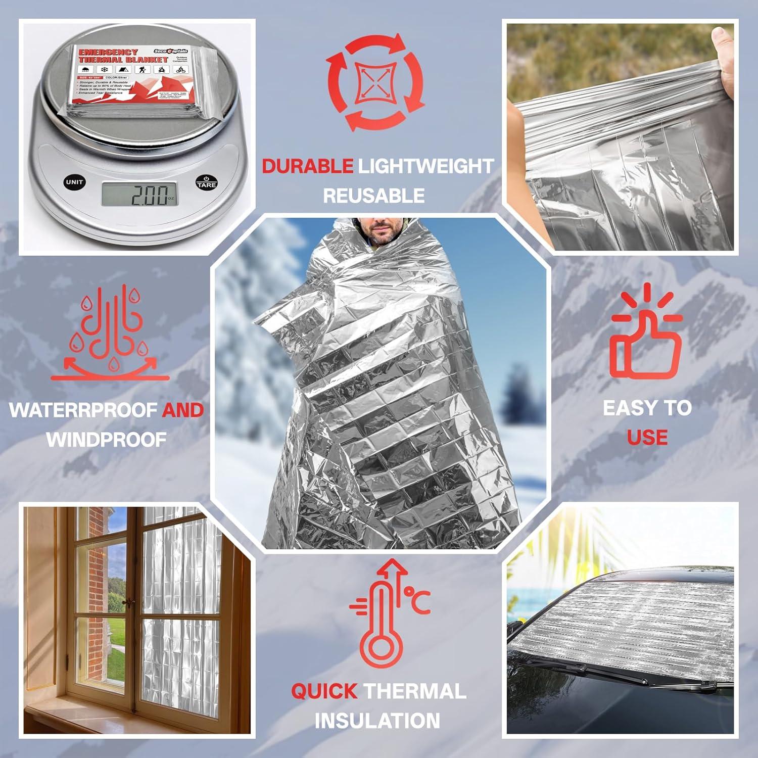 Mantas Térmicas de Emergencia SecuCaptain 4 Paquete 213x160 cm