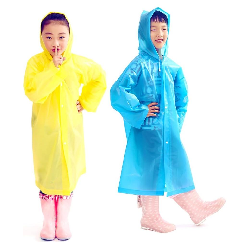 Ponchos de Lluvia Reutilizables HYSH para Niños 2 Pcs Azul Amarillo