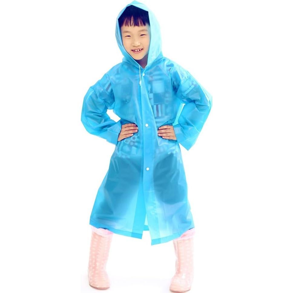 Ponchos de Lluvia Reutilizables HYSH para Niños 2 Pcs Azul Amarillo