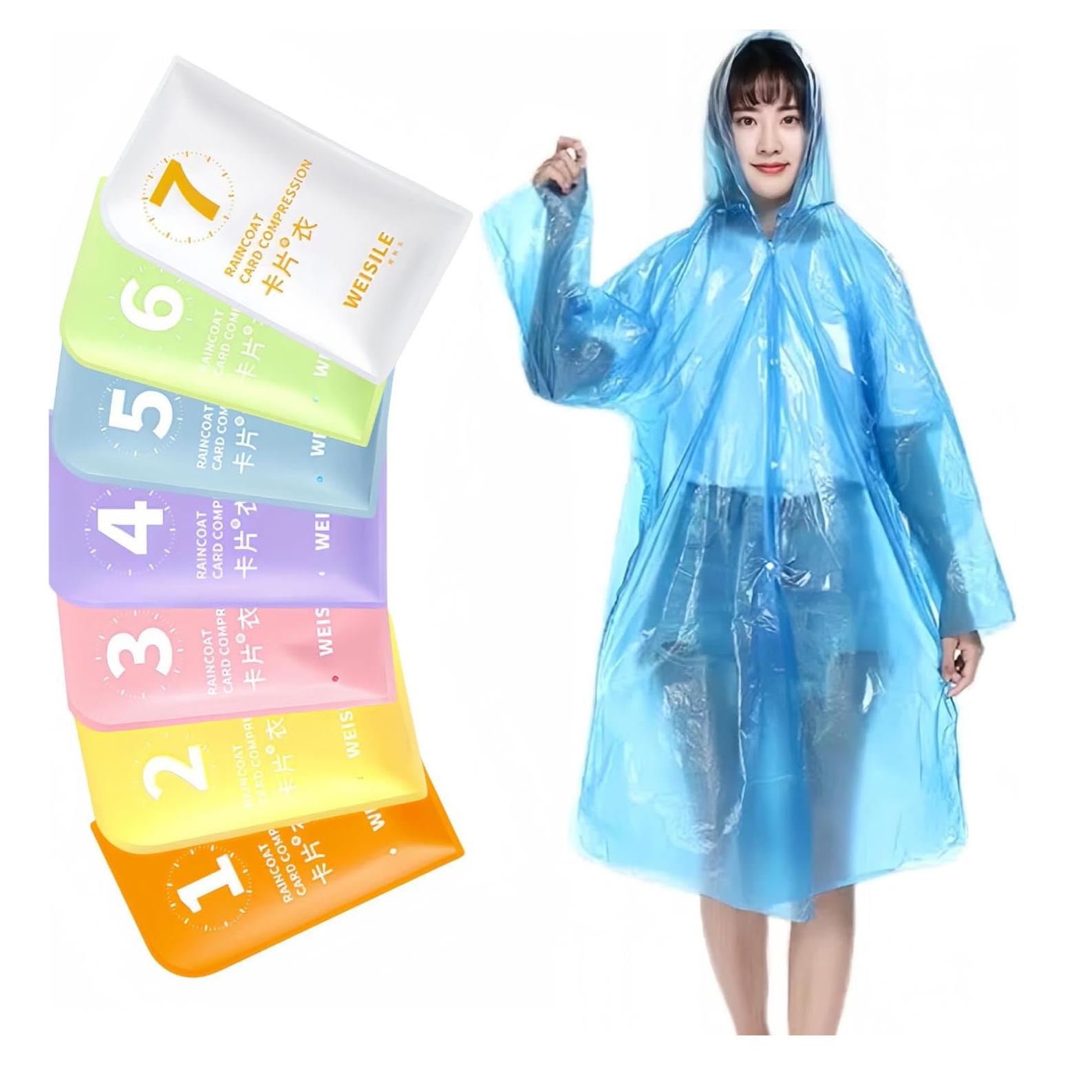 Paquete Familiar de 7 Ponchos de Lluvia Desechables LEKAYIHU