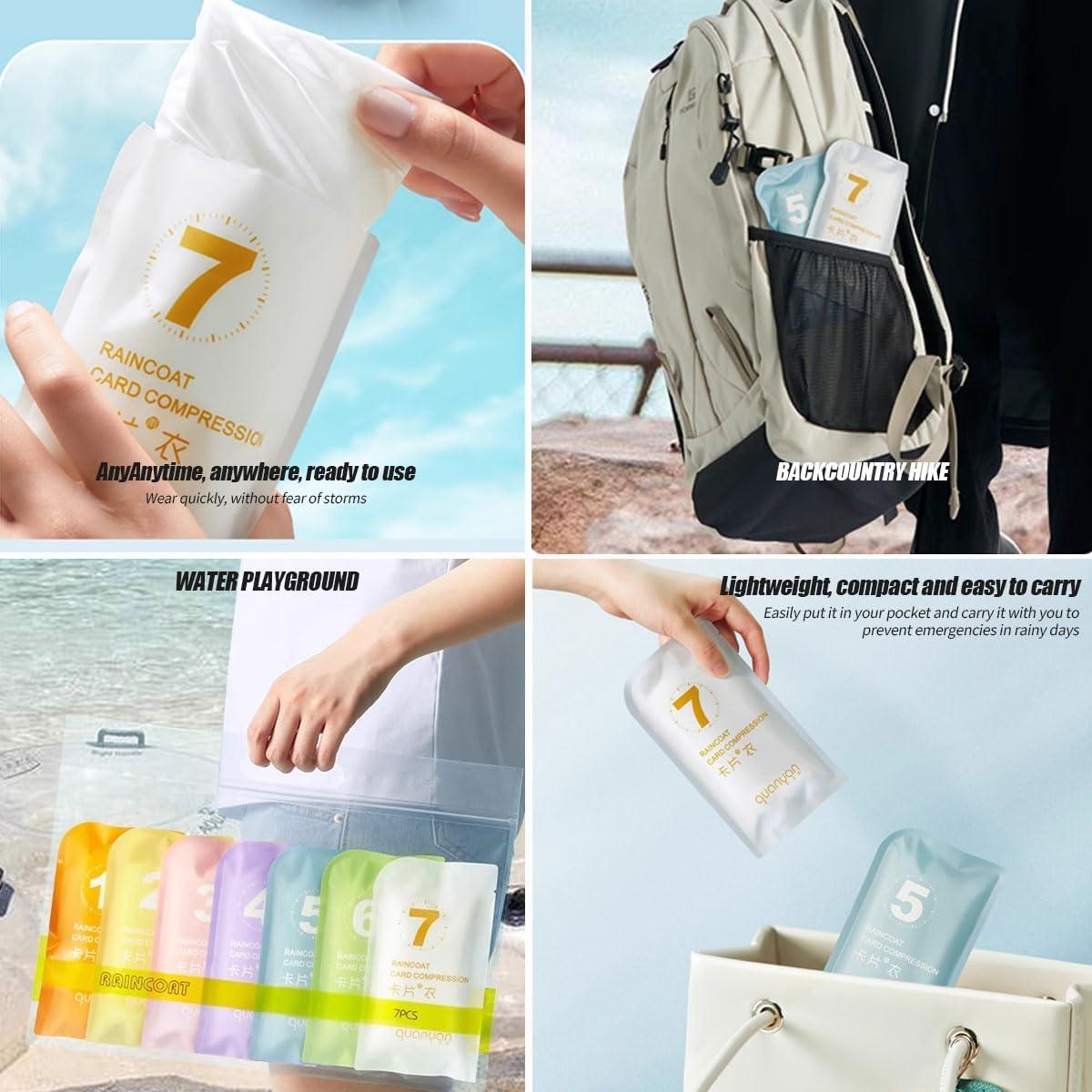 Paquete Familiar de 7 Ponchos de Lluvia Desechables LEKAYIHU