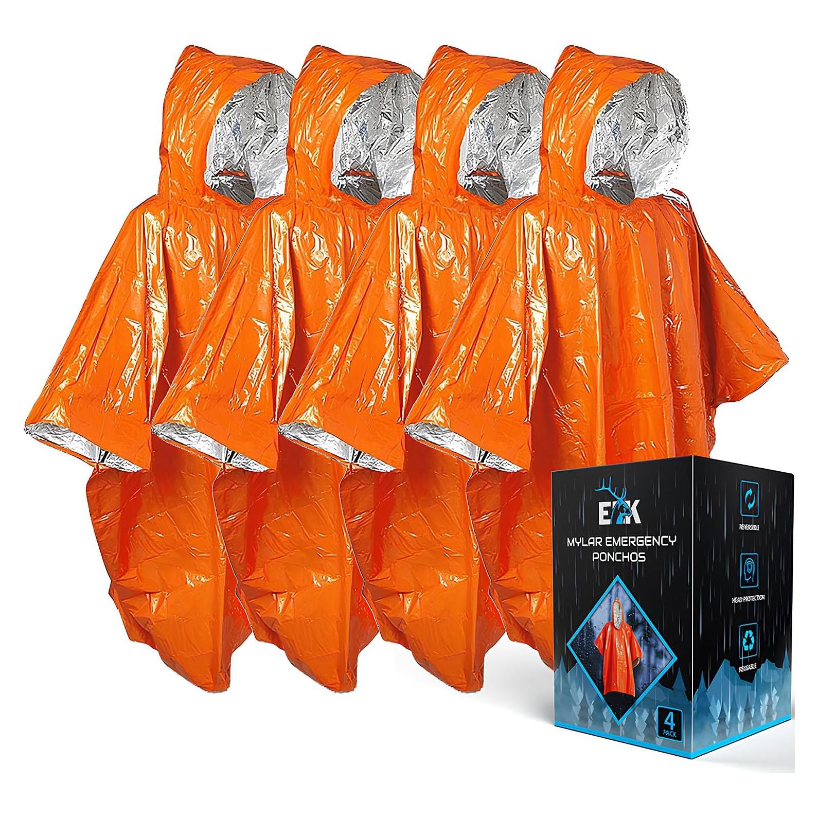 Poncho de Emergencia ELK 4-Pack Mylar Reflectante Naranja