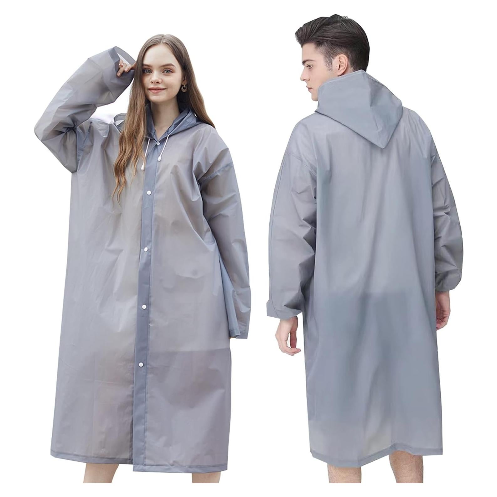 2 Ponchos de Lluvia Reutilizables Roctee para Adultos Gris