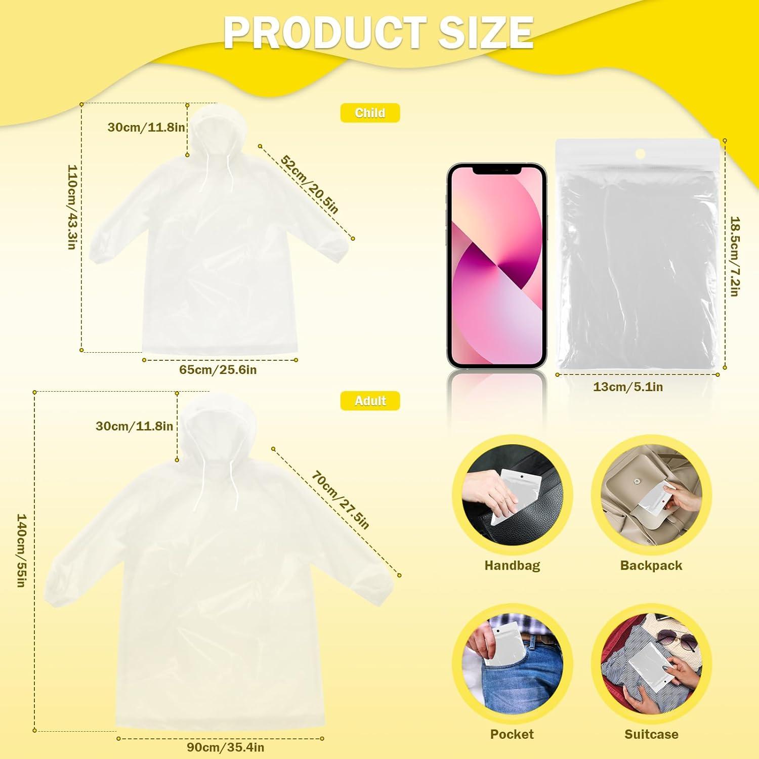 Paquete Familiar de 4 Ponchos de Lluvia Desechables Transparentes