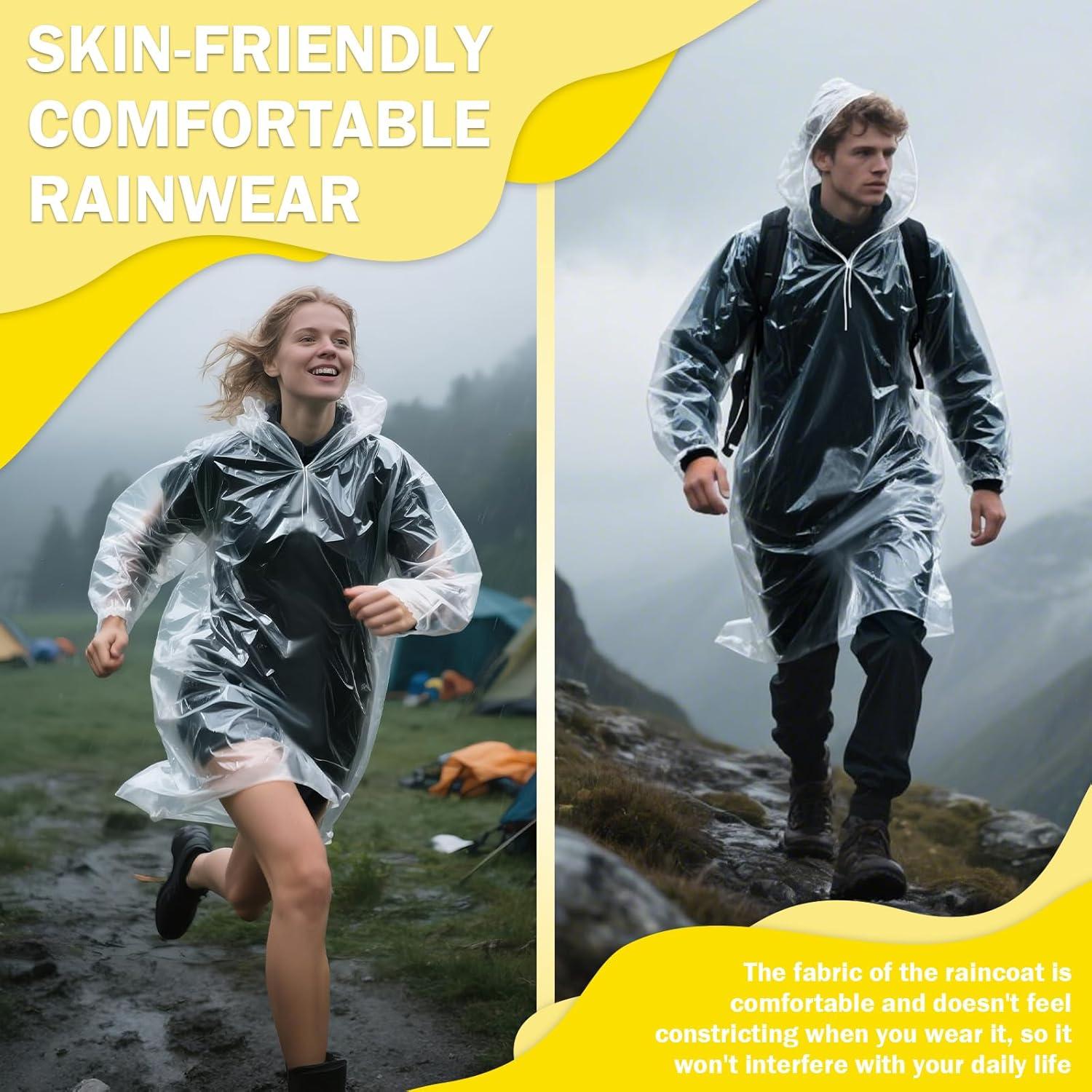 Paquete Familiar de 4 Ponchos de Lluvia Desechables Transparentes