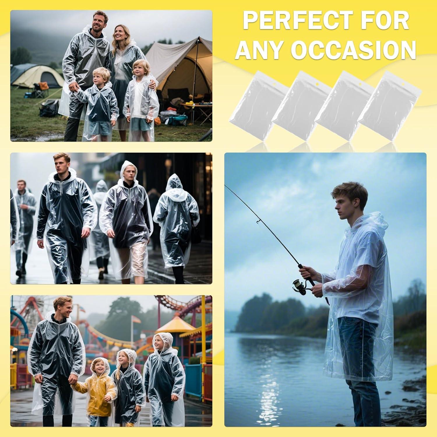 Paquete Familiar de 4 Ponchos de Lluvia Desechables Transparentes
