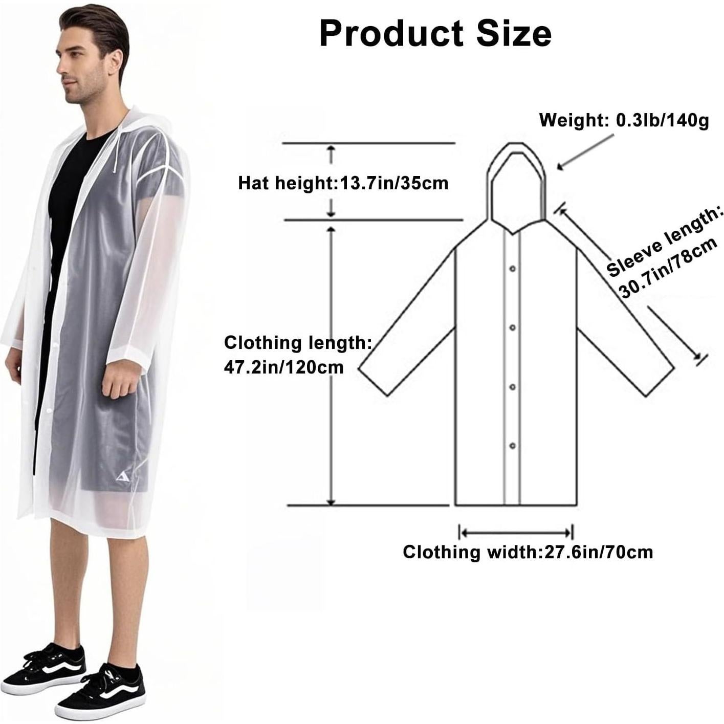 Ponchos de Lluvia Reutilizables EVA 2 Pcs Blancos para Adultos